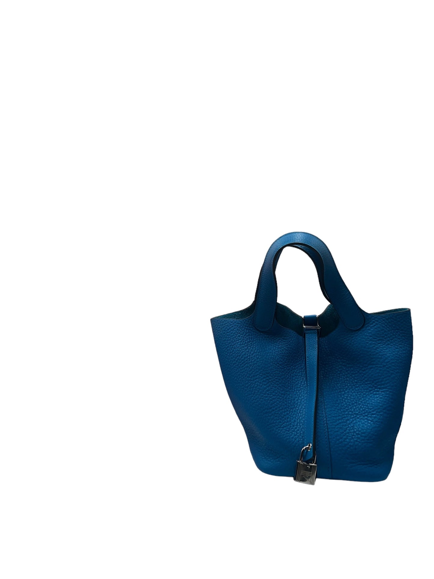 HERMES -  Blue Zanzibar Taurillon Clemence Picotin Lock PM Handbag