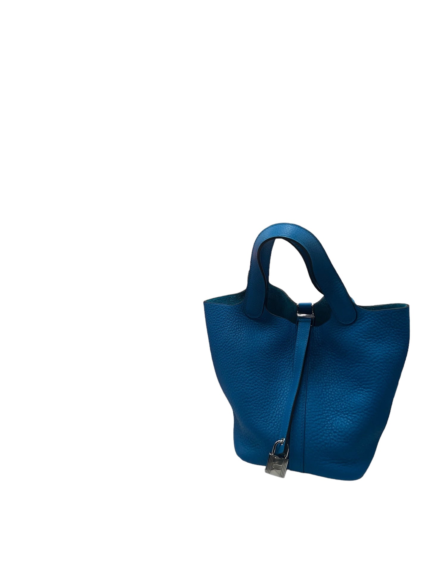 HERMES -  Blue Zanzibar Taurillon Clemence Picotin Lock PM Handbag