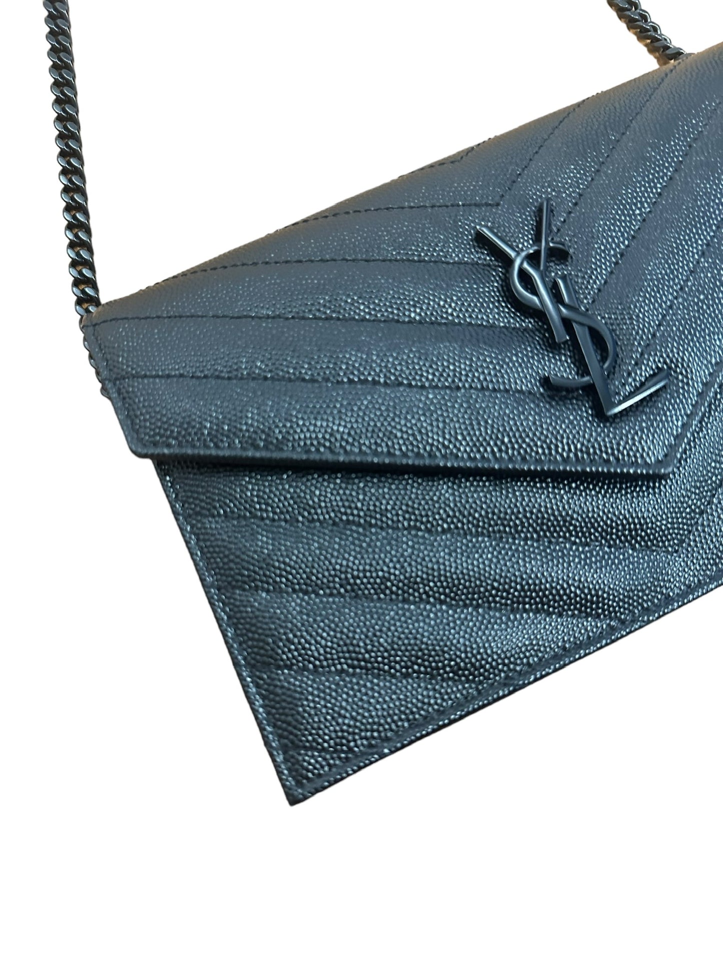 SAINT LAURENT - Black Grain De Poudre Cassandre Envelope