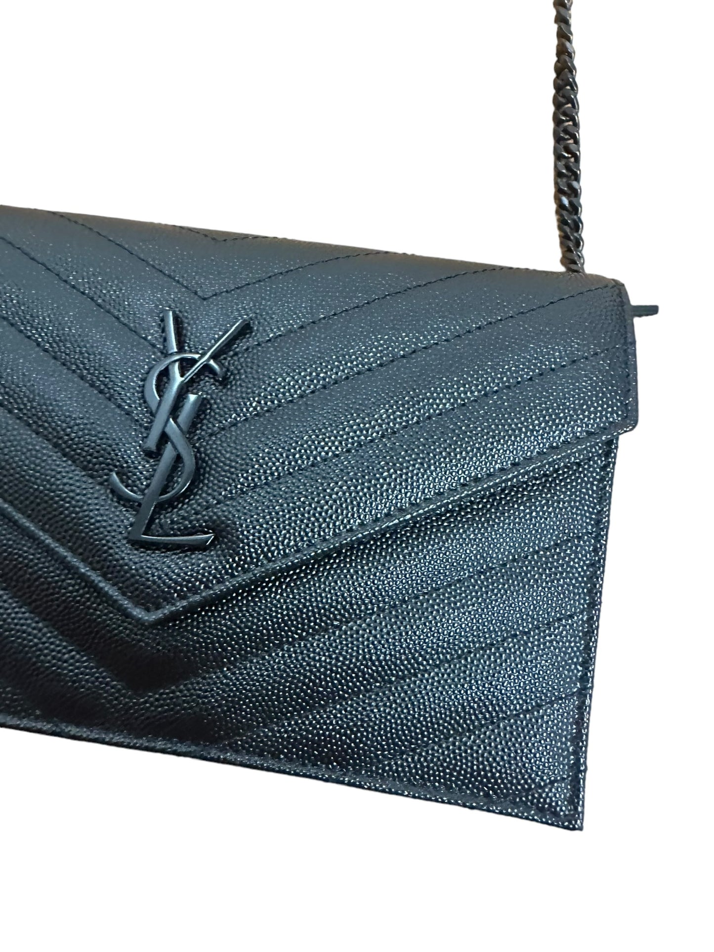 SAINT LAURENT - Black Grain De Poudre Cassandre Envelope