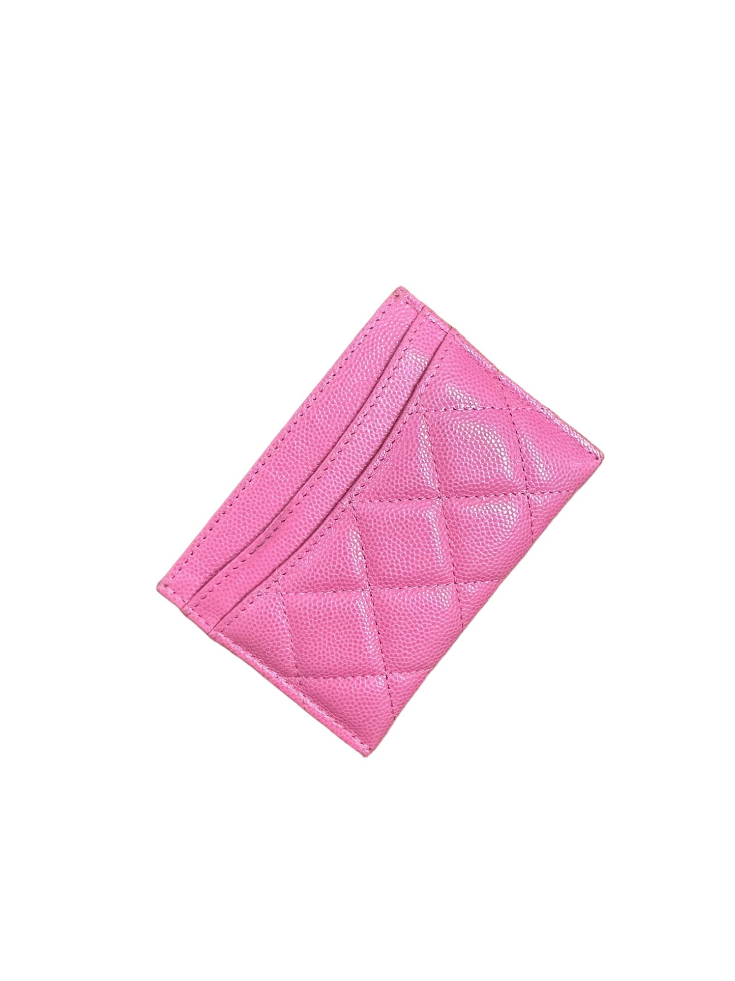 CHANEL - Pink Quilted Caviar Card Case