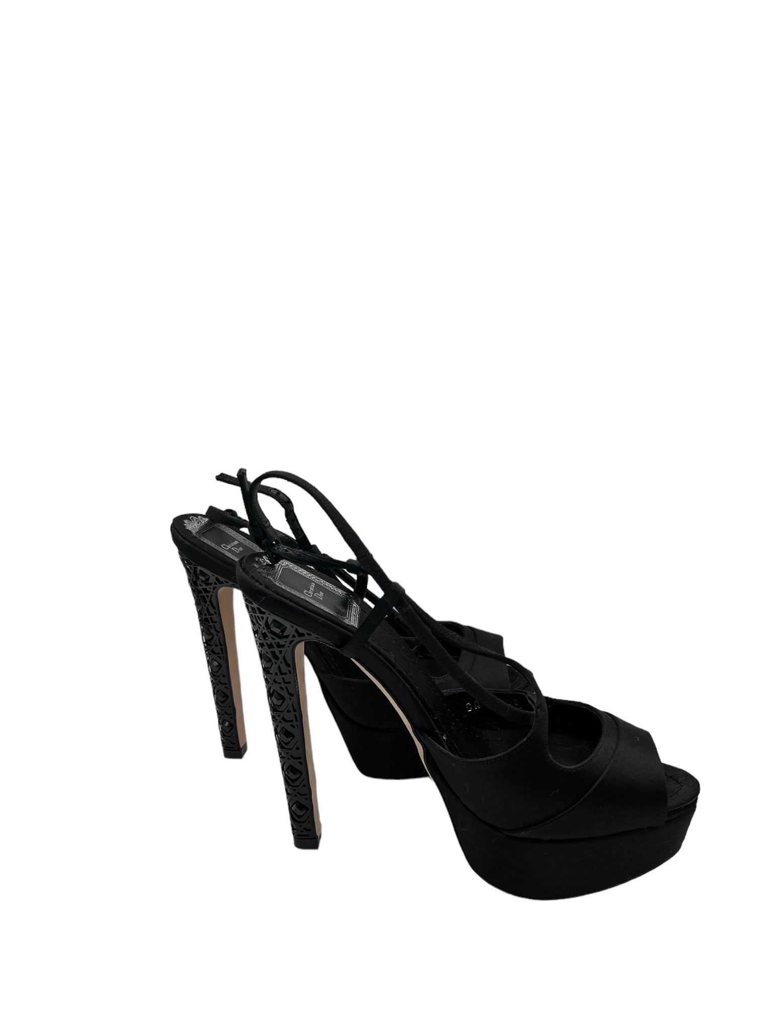 DIOR - Sandalias de satén negras