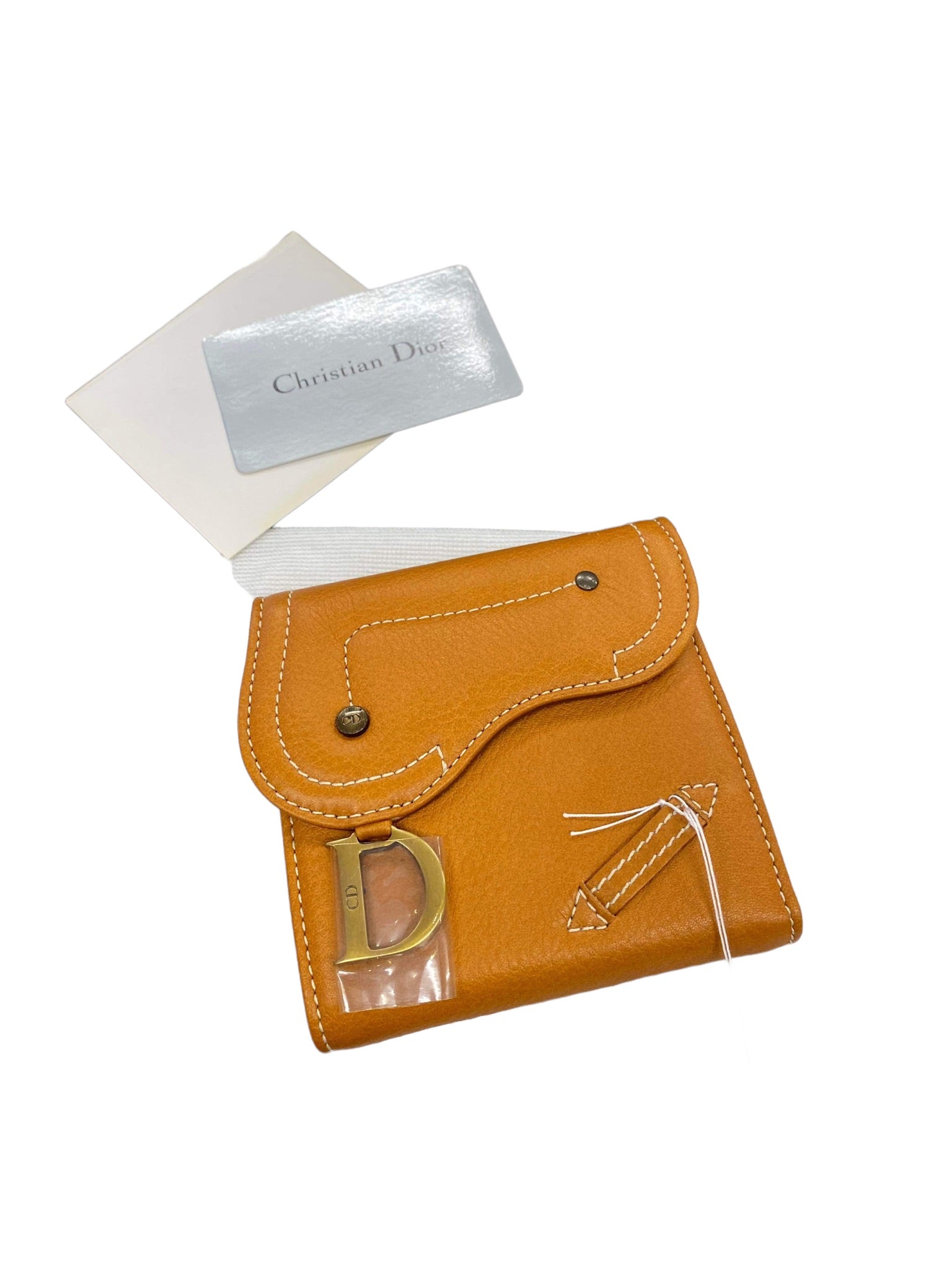 DIOR - Cartera Saddle de piel de becerro marrón claro