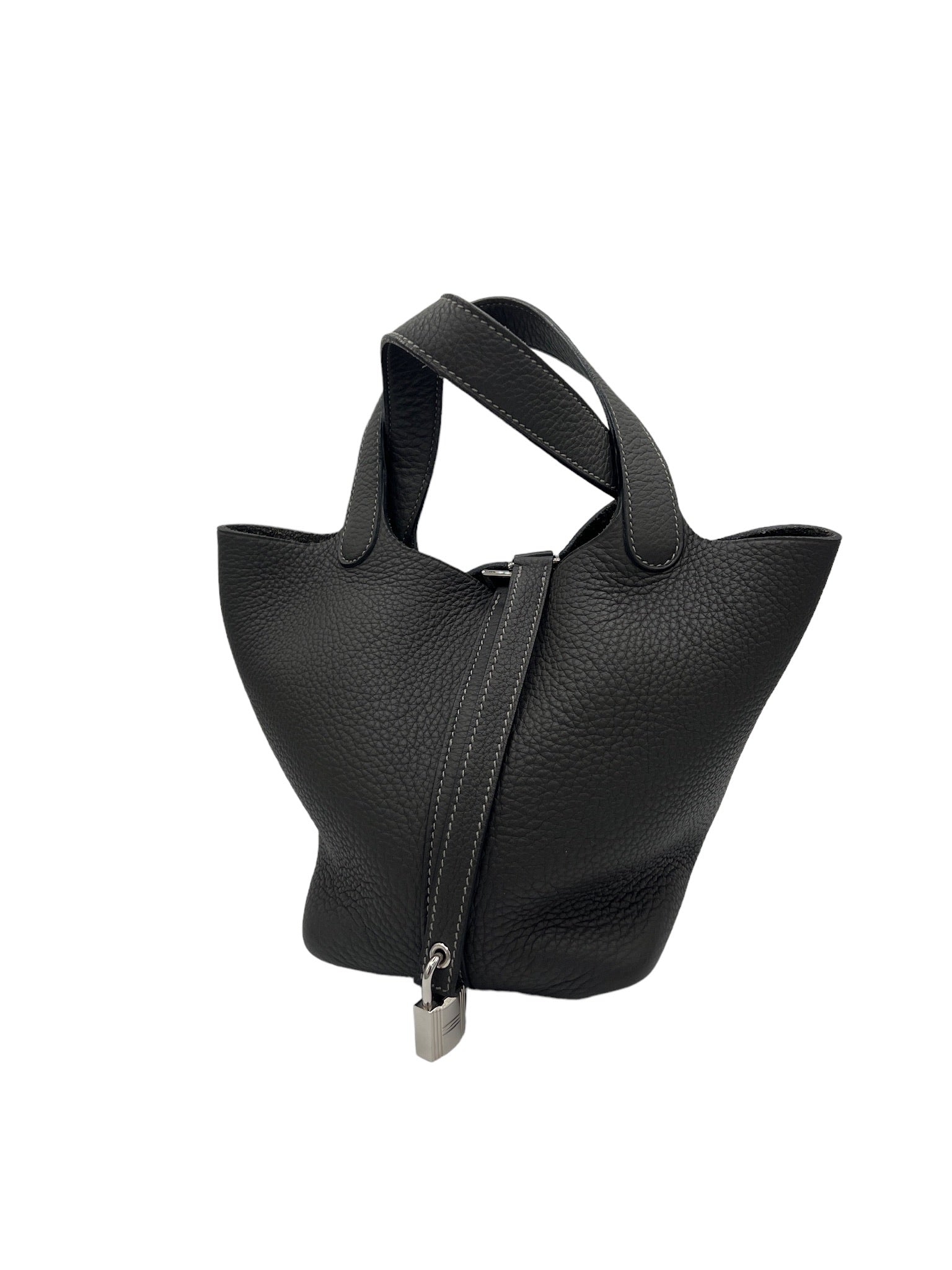 HERMES - Bolso PM Grafito Taurillon Clemence Picotin Lock