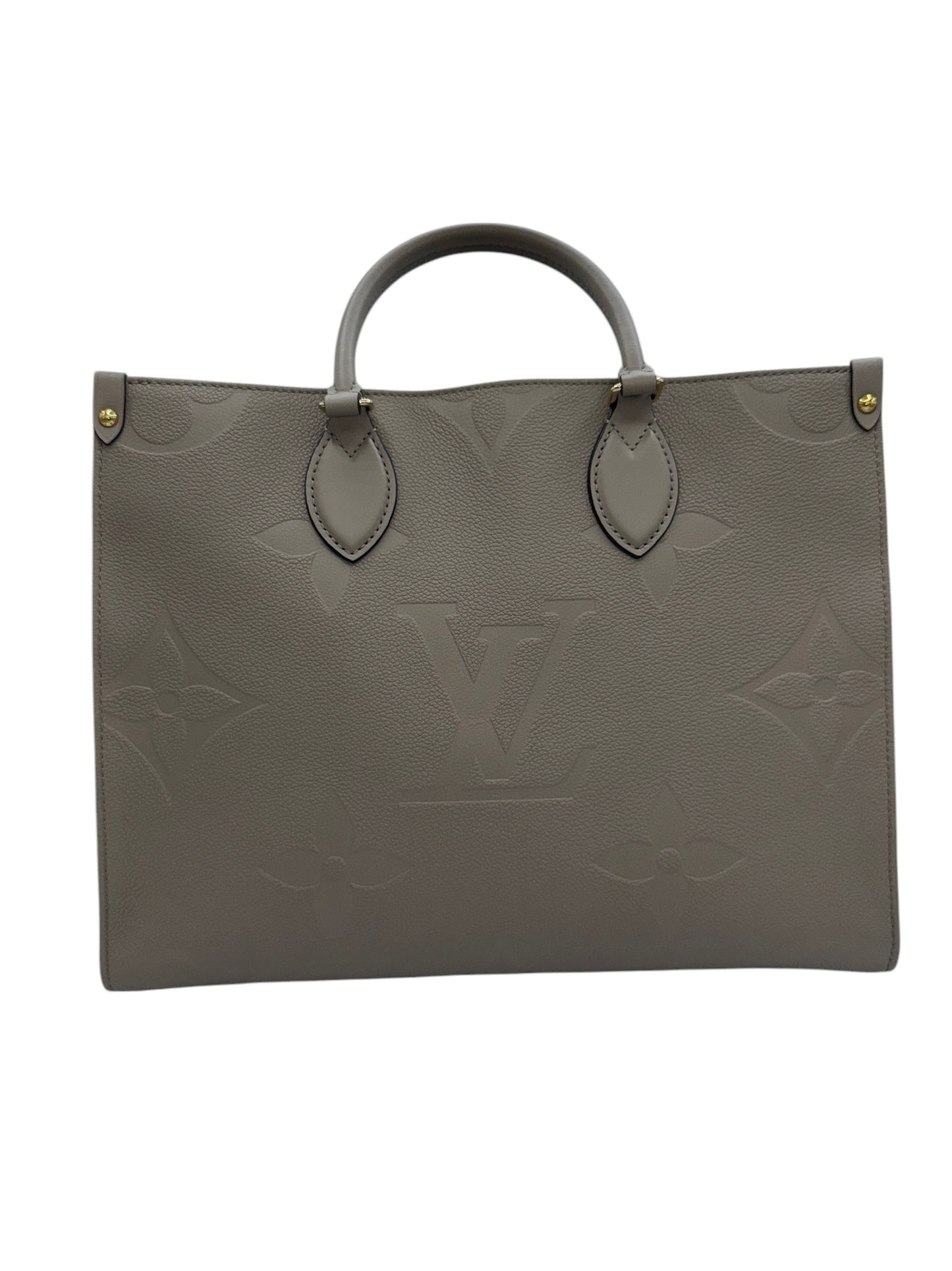 PRE-OWNED LV Onthego MM Grey Calfskin Tote Bag