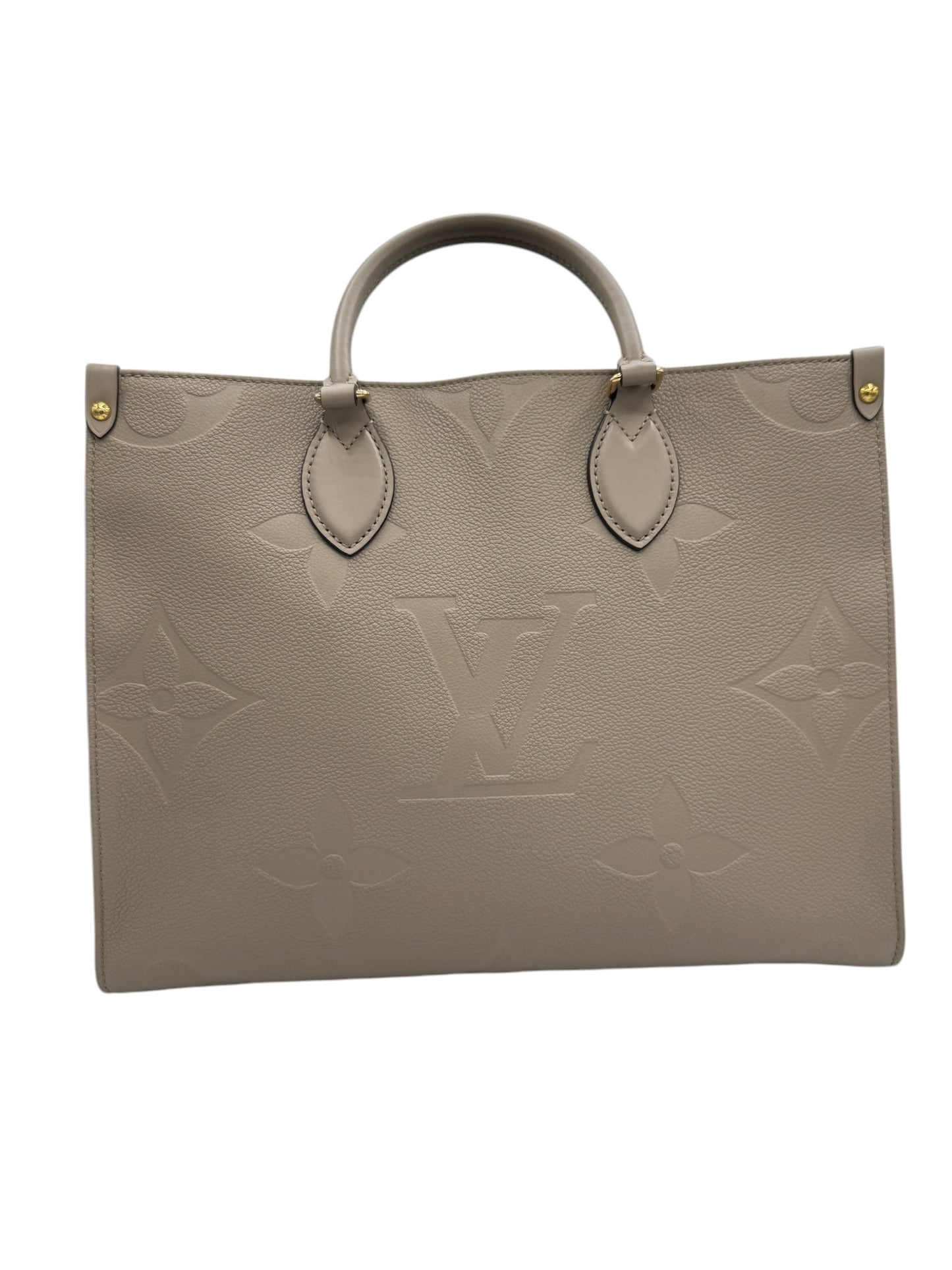 PRE-OWNED LV Onthego MM Grey Calfskin Tote Bag