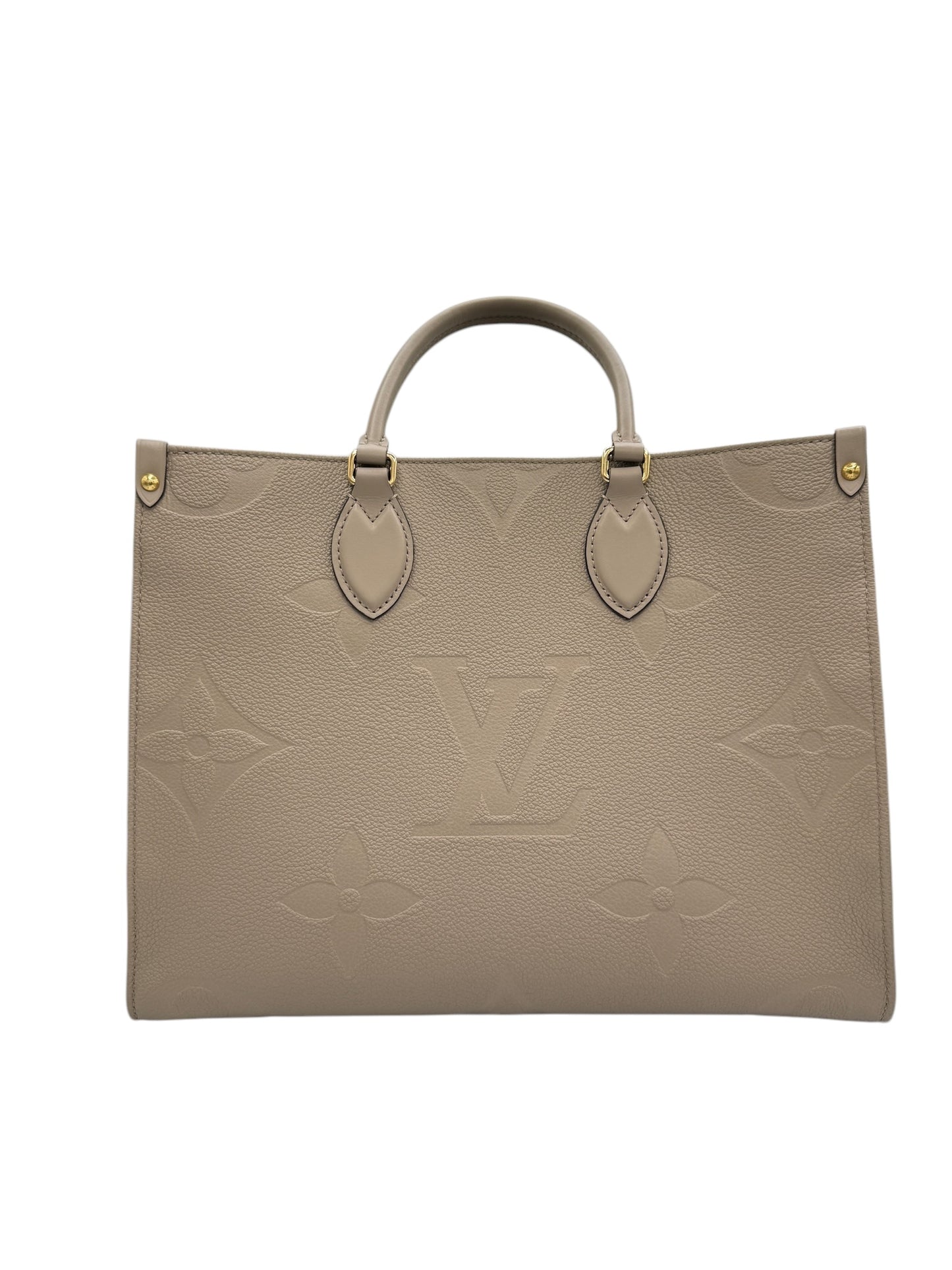 PRE-OWNED LV Onthego MM Grey Calfskin Tote Bag