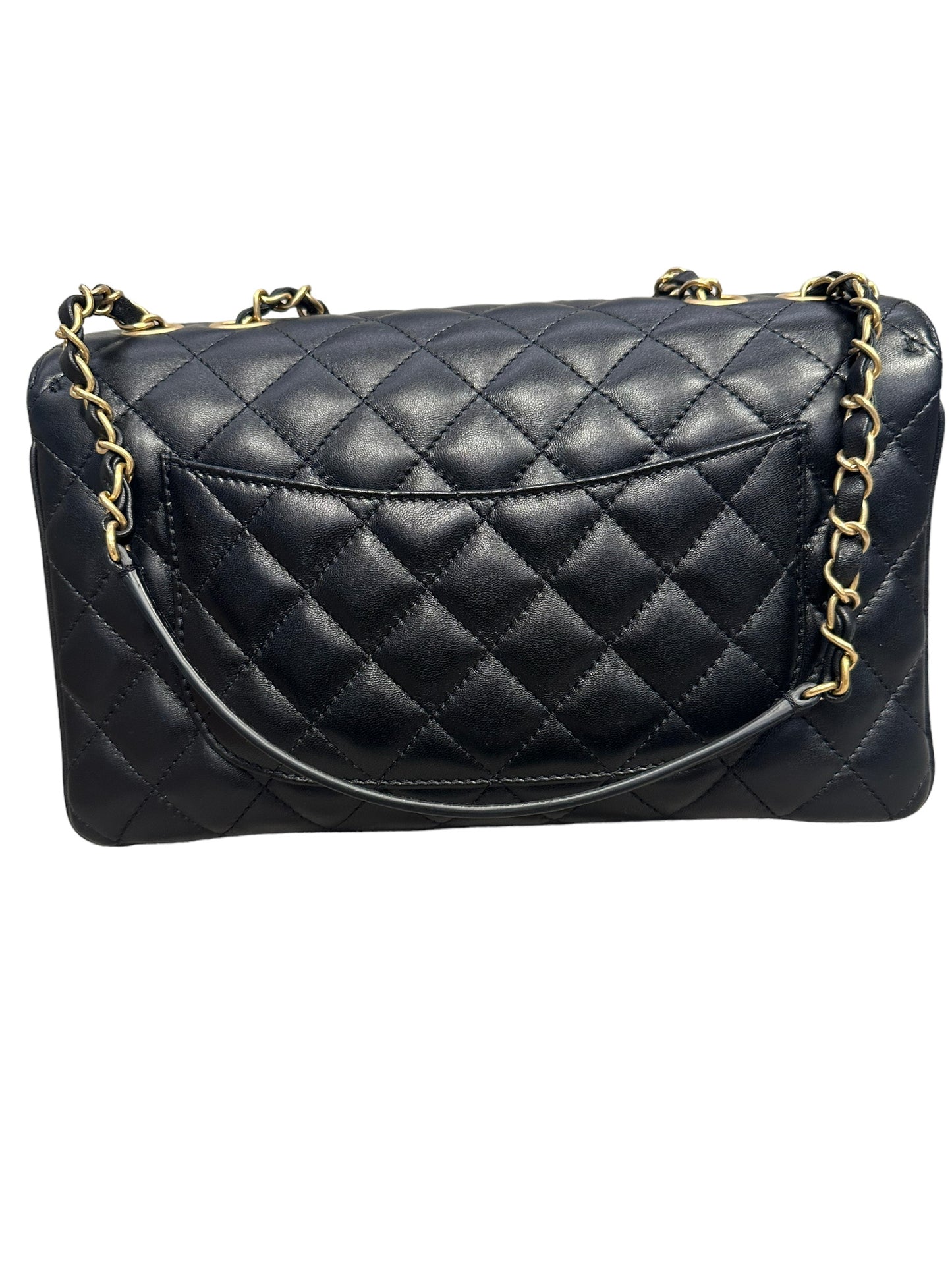 CHANEL - Black Quilted Lambskin Lard Coco Vintage Flap