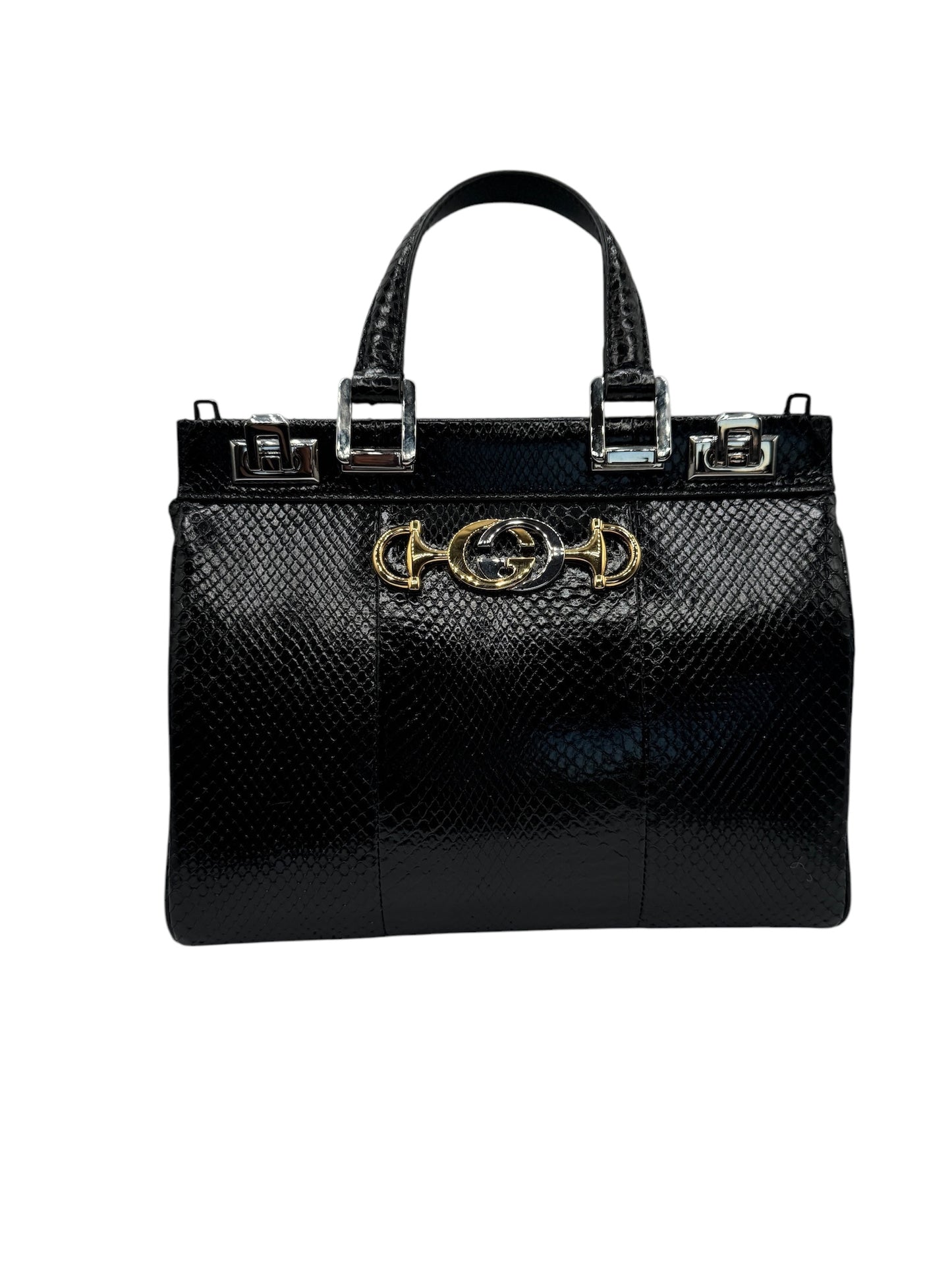 PRE-OWNED GG Zumi Black Phyton Small Shoulder Bag From 2019