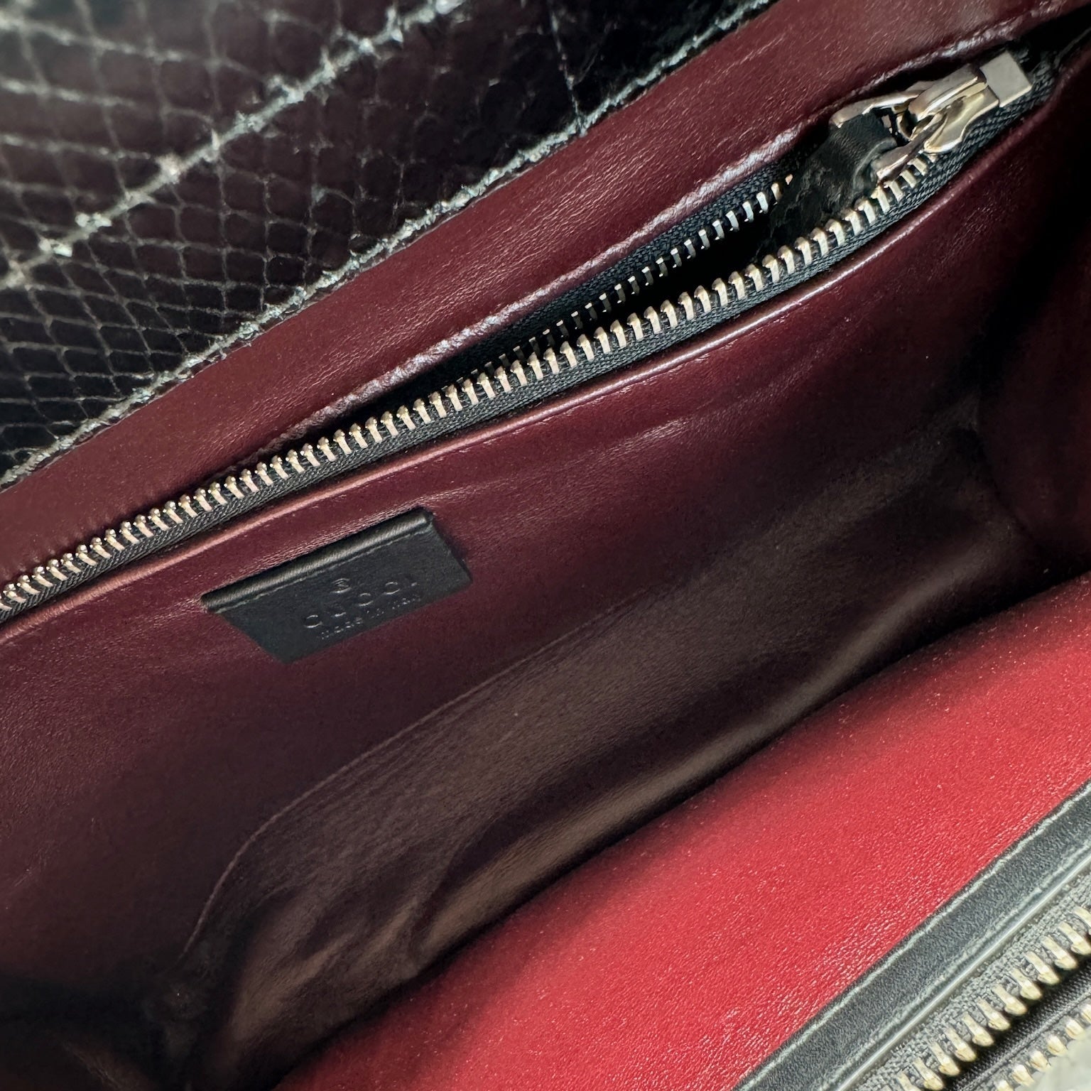 PRE-OWNED GG Zumi Black Phyton Small Shoulder Bag From 2019