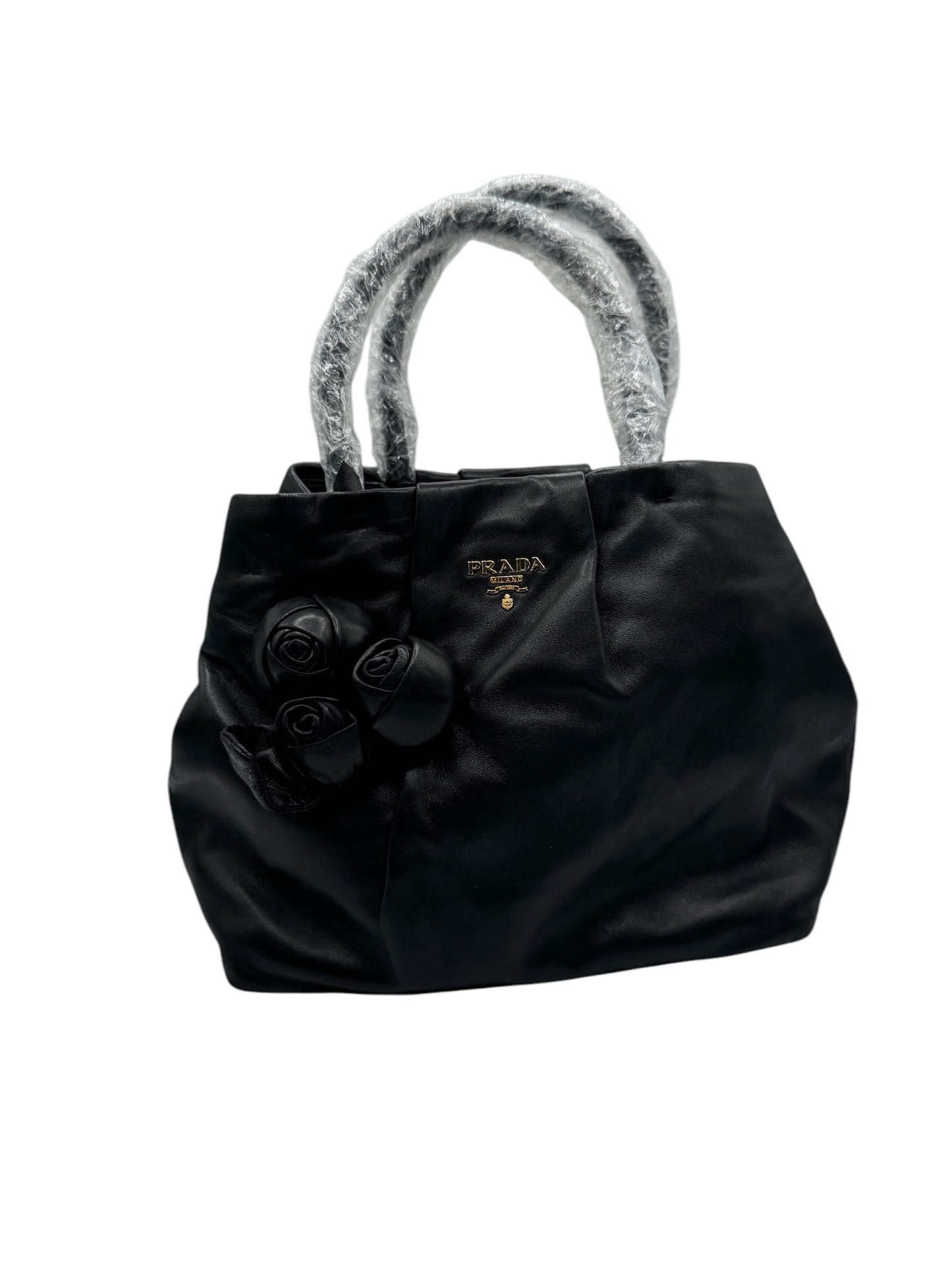 PRE-OWNED Rose Black Nappa Leather Tote Bag