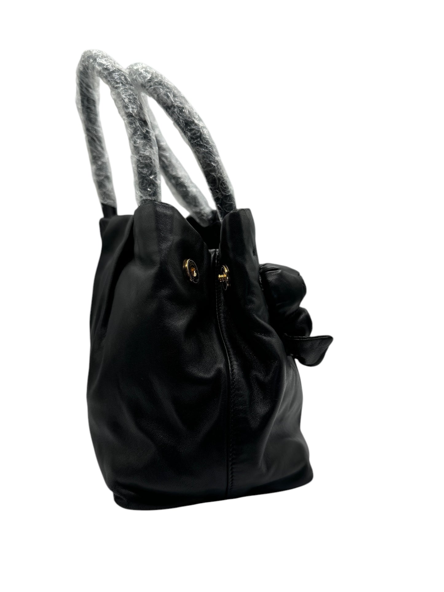 PRE-OWNED Rose Black Nappa Leather Tote Bag