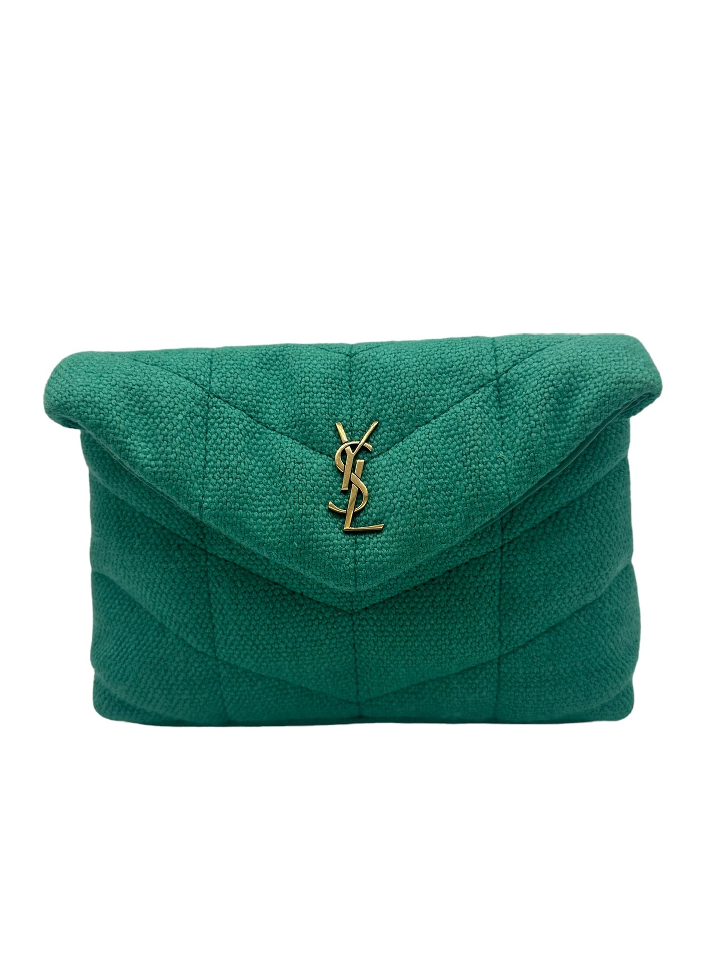 SAINT LAURENT - LouLou Puffer Green Clutch