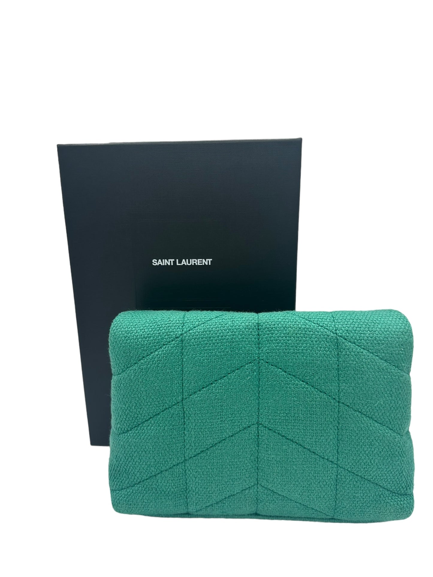 SAINT LAURENT - LouLou Puffer Green Clutch