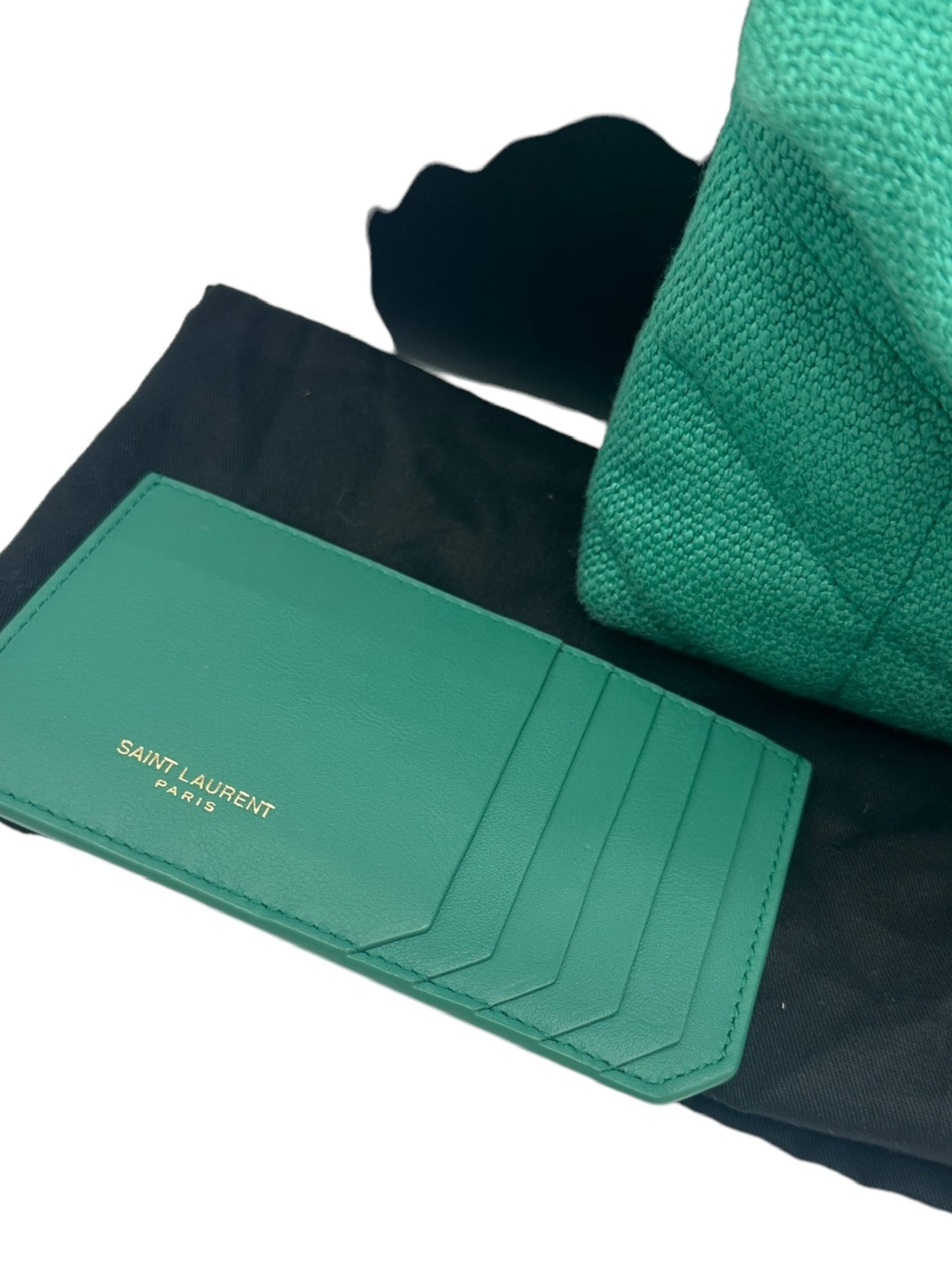 SAINT LAURENT - LouLou Puffer Green Clutch