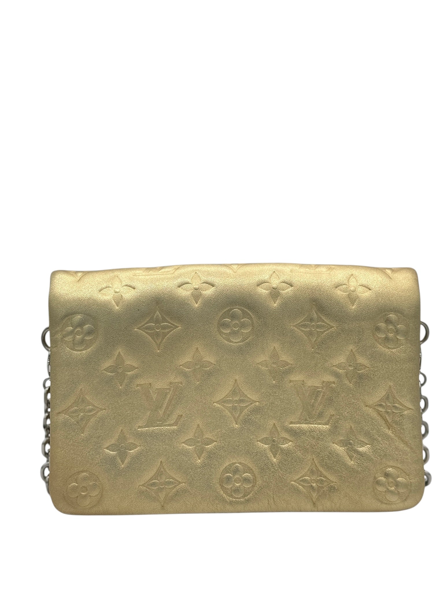 PRE-OWNED LV Pochette Coussin Gold Lambskin Leather Crossbody Bag