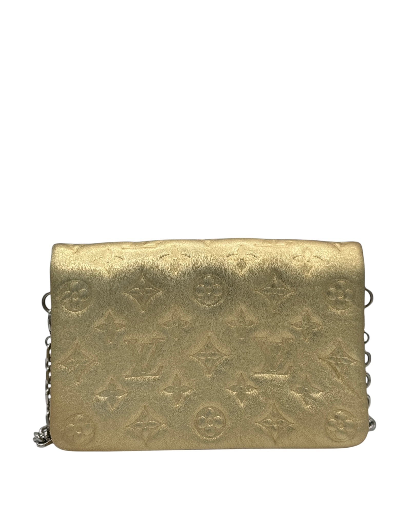 PRE-OWNED LV Pochette Coussin Gold Lambskin Leather Crossbody Bag
