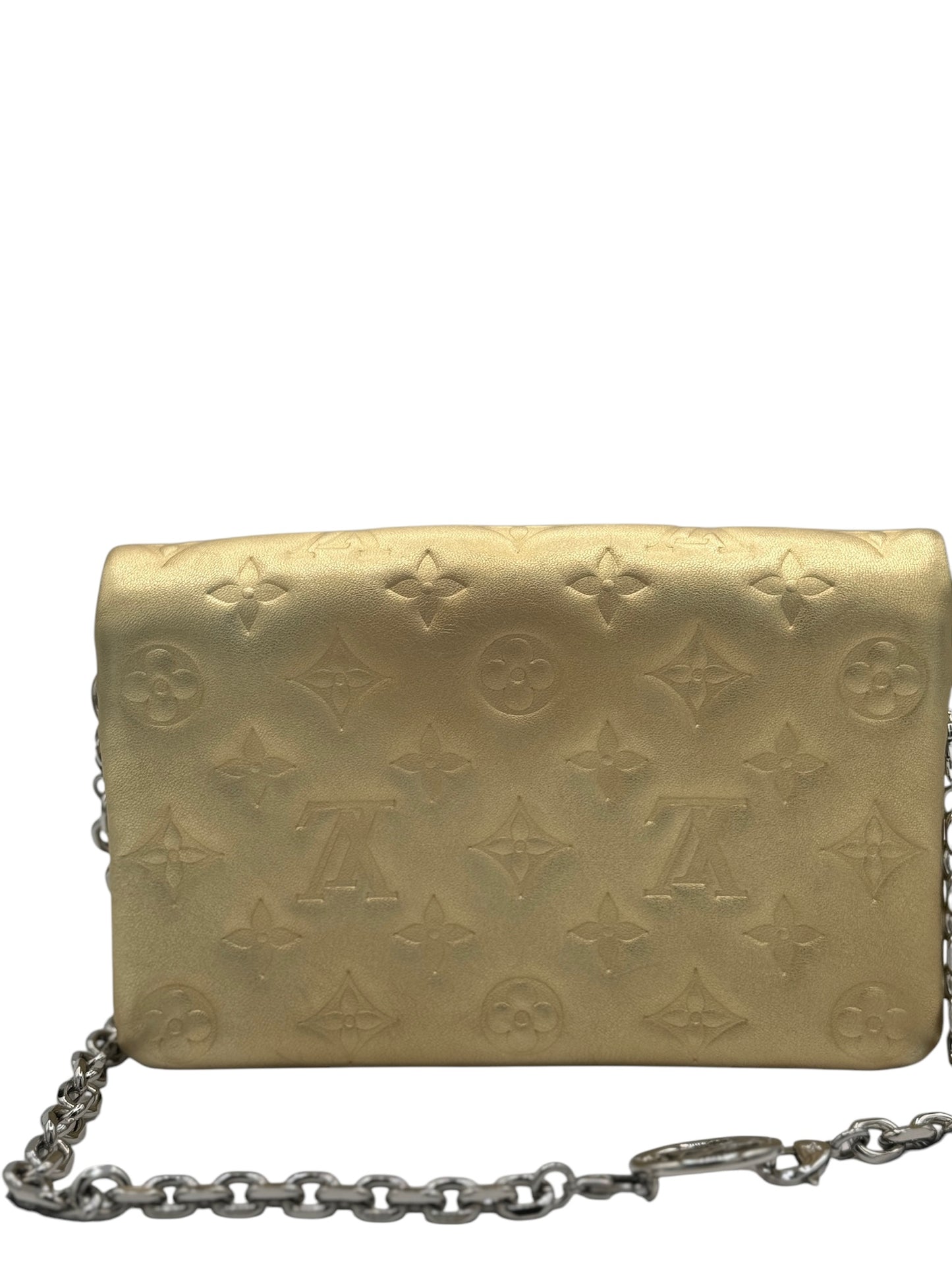 PRE-OWNED LV Pochette Coussin Gold Lambskin Leather Crossbody Bag