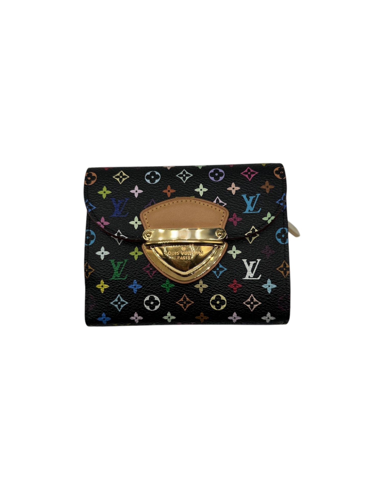 PRE-OWNED LV Portefeuil Joy Black Multicolor Canvas Short Wallet