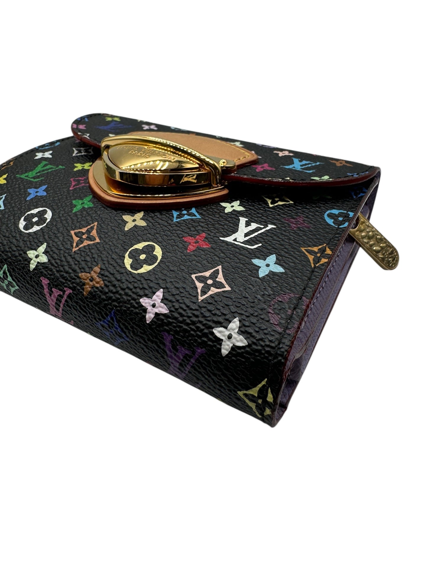 PRE-OWNED LV Portefeuil Joy Black Multicolor Canvas Short Wallet