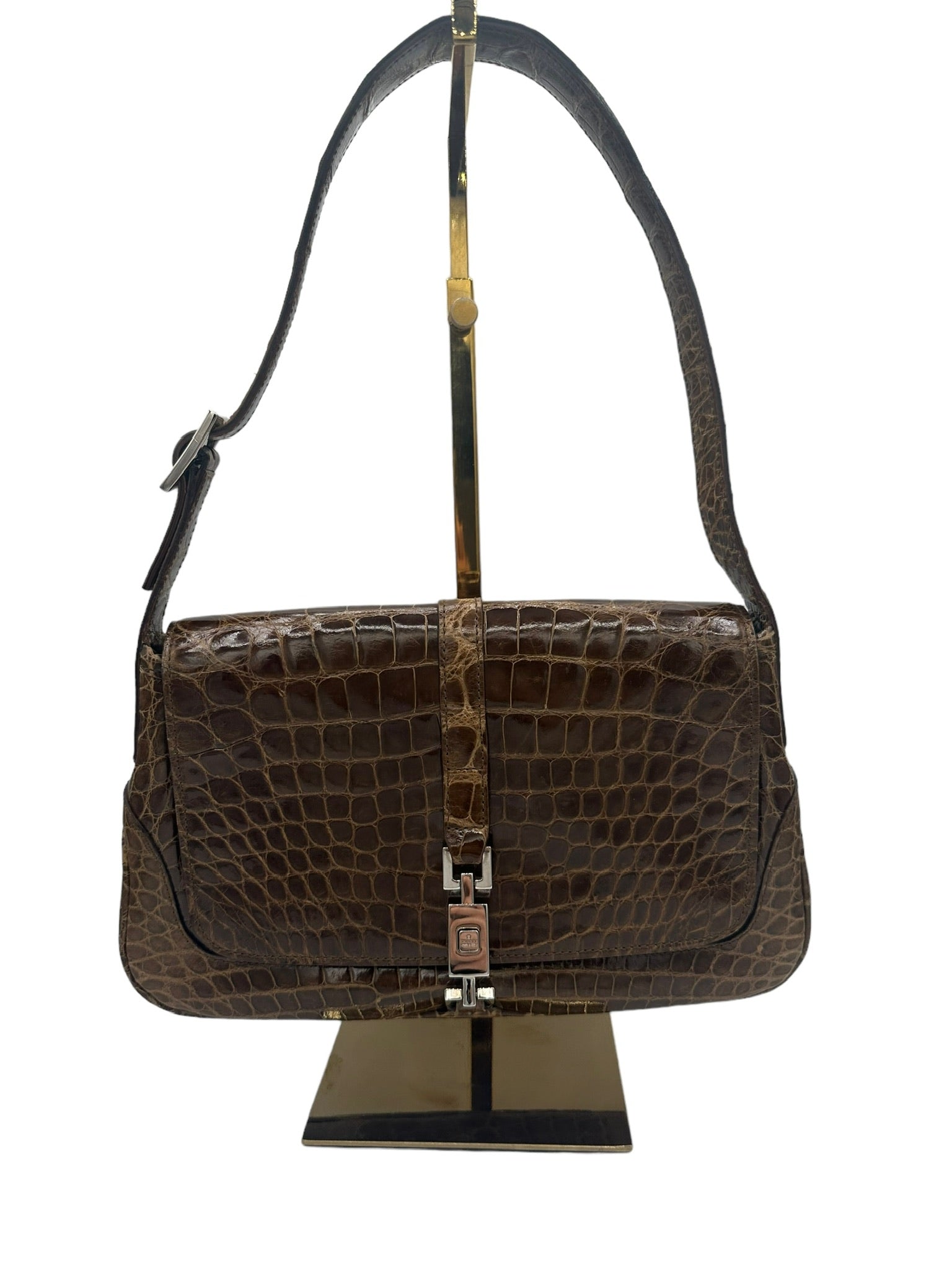 GUCCI - Bolso con solapa Jackie O de piel de cocodrilo