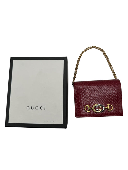 PRE-OWNED GG Red Python Zumi Flap Card Case