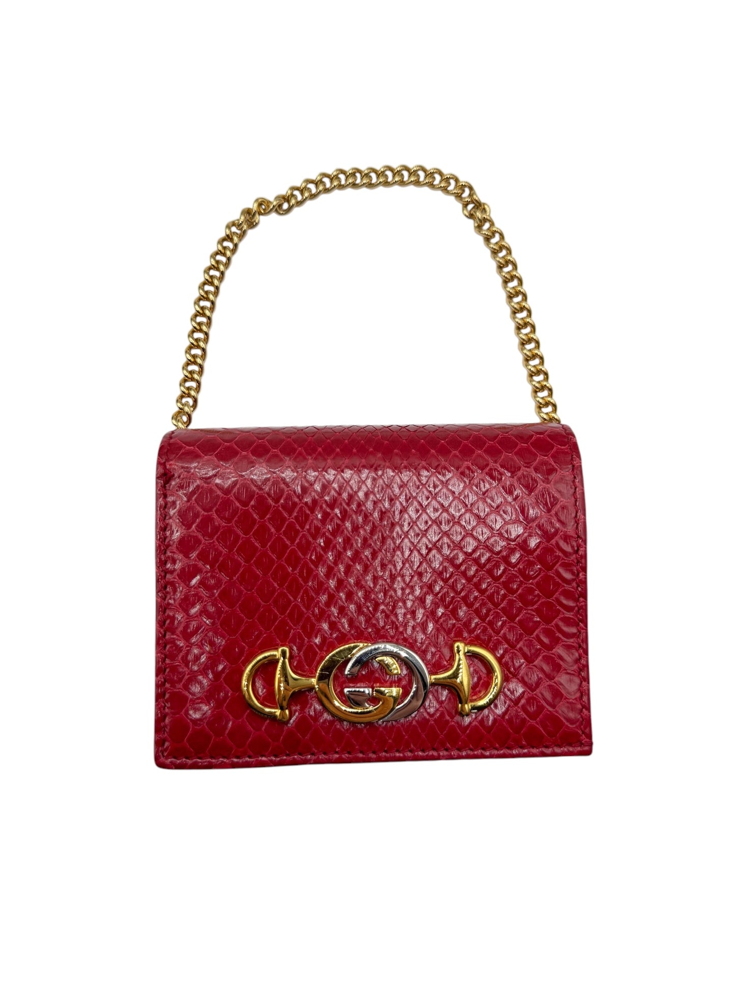 PRE-OWNED GG Red Python Zumi Flap Card Case