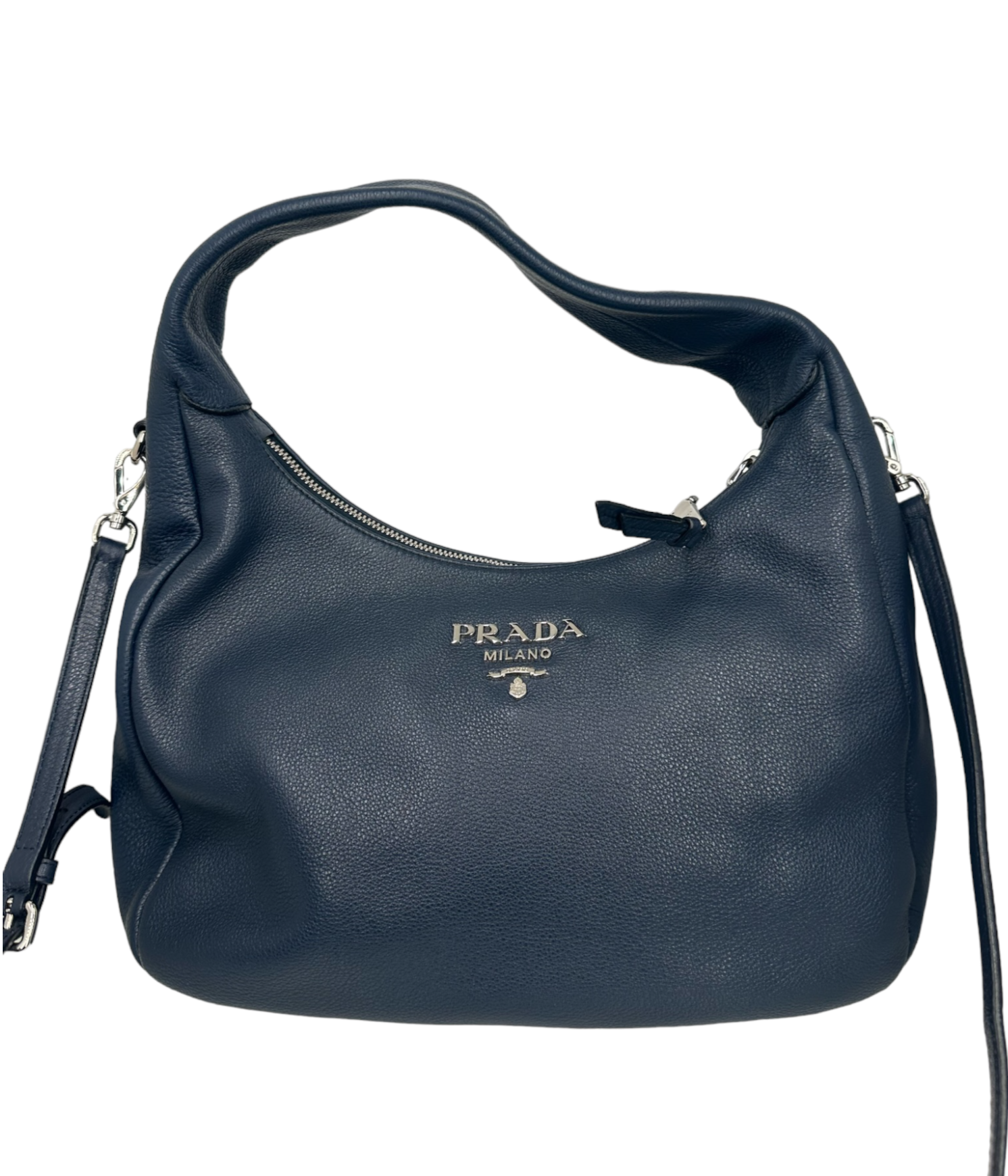 PRADA - Convertible Zipped Hobo Vitello Phenix