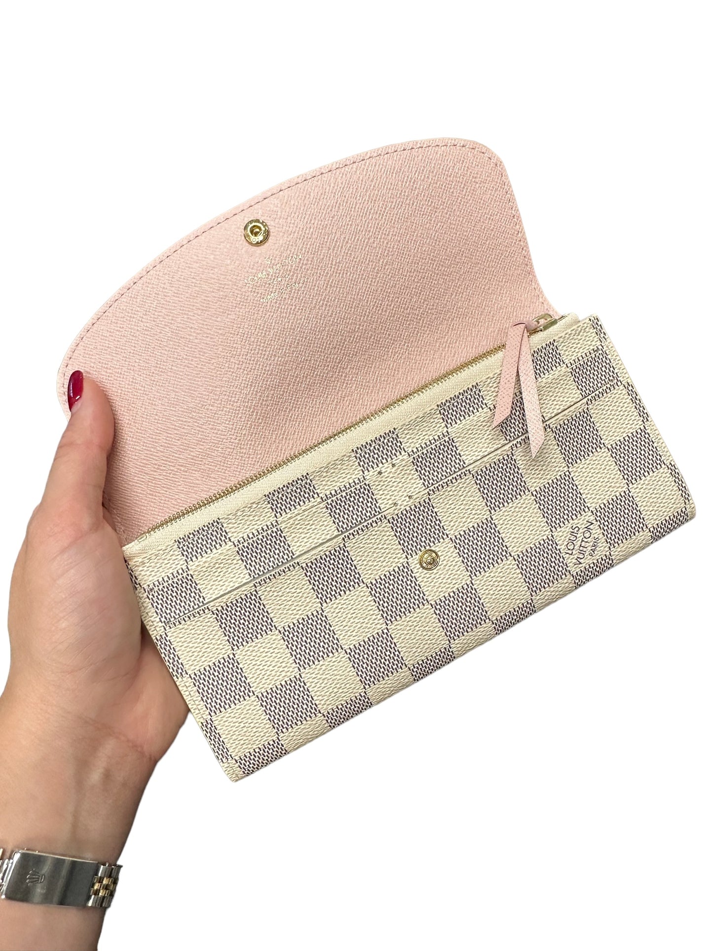 LOUIS VUITTON - Rose Ballerine Damier Azur Canvas Emilie Wallet