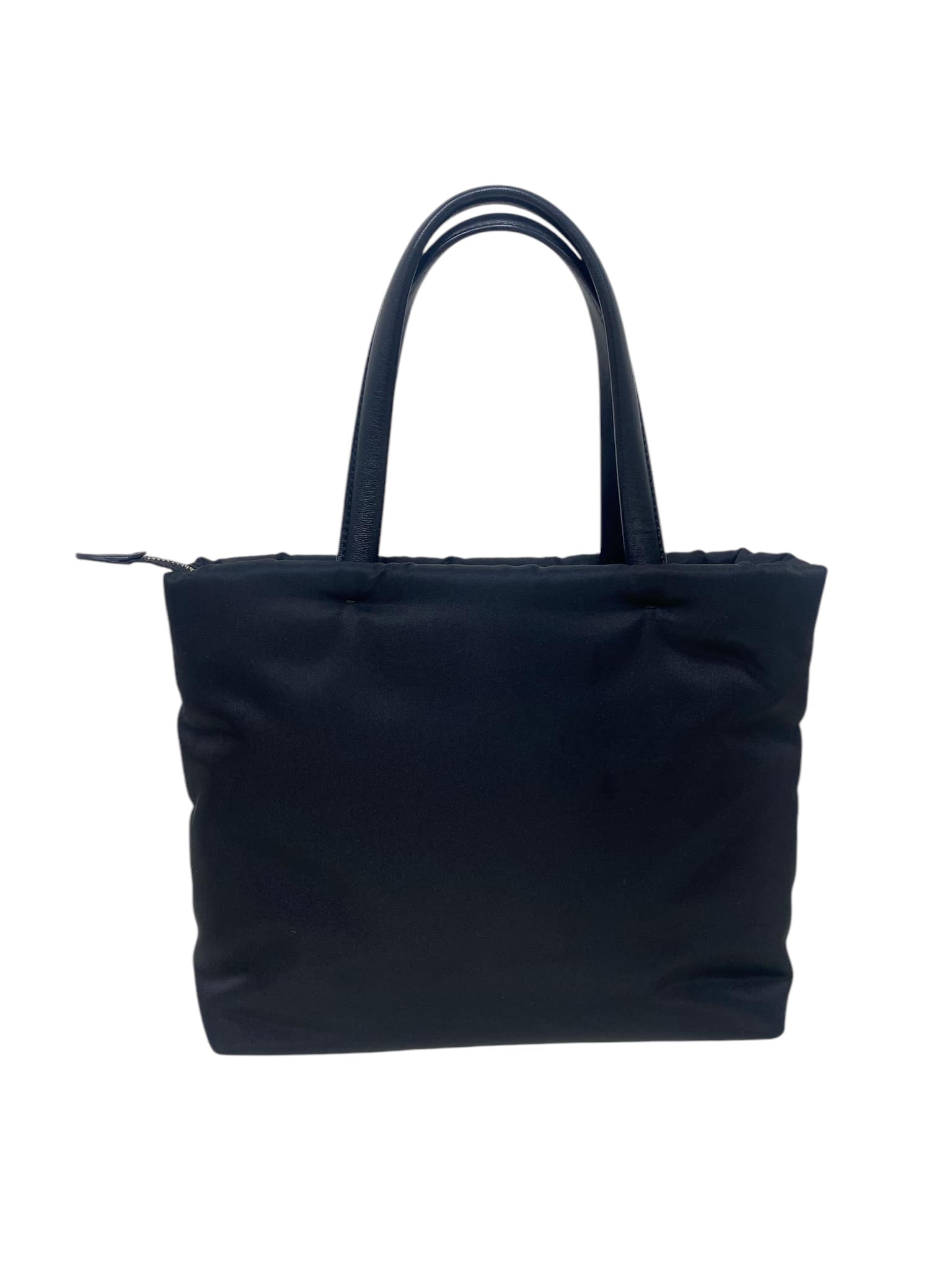 PRE-OWNED Black Tessuto Fiore Applique Zip Tote Bag