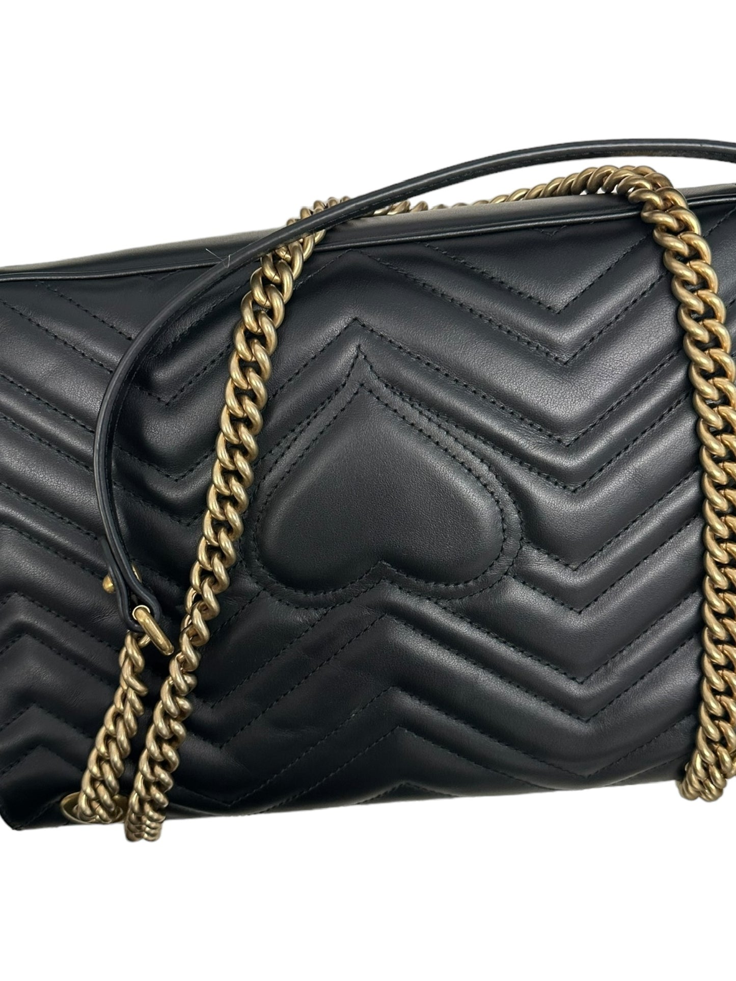 GUCCI - Black Matelasse Leather Medium GG Marmont