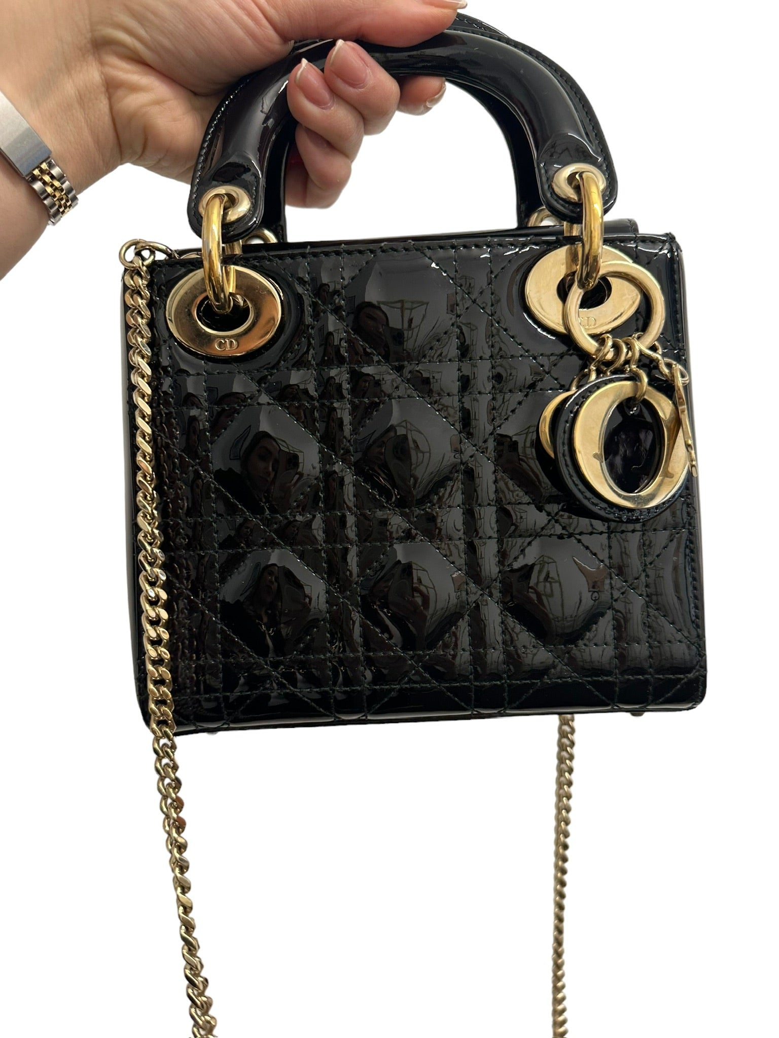 DIOR - Lady Dior de charol negro