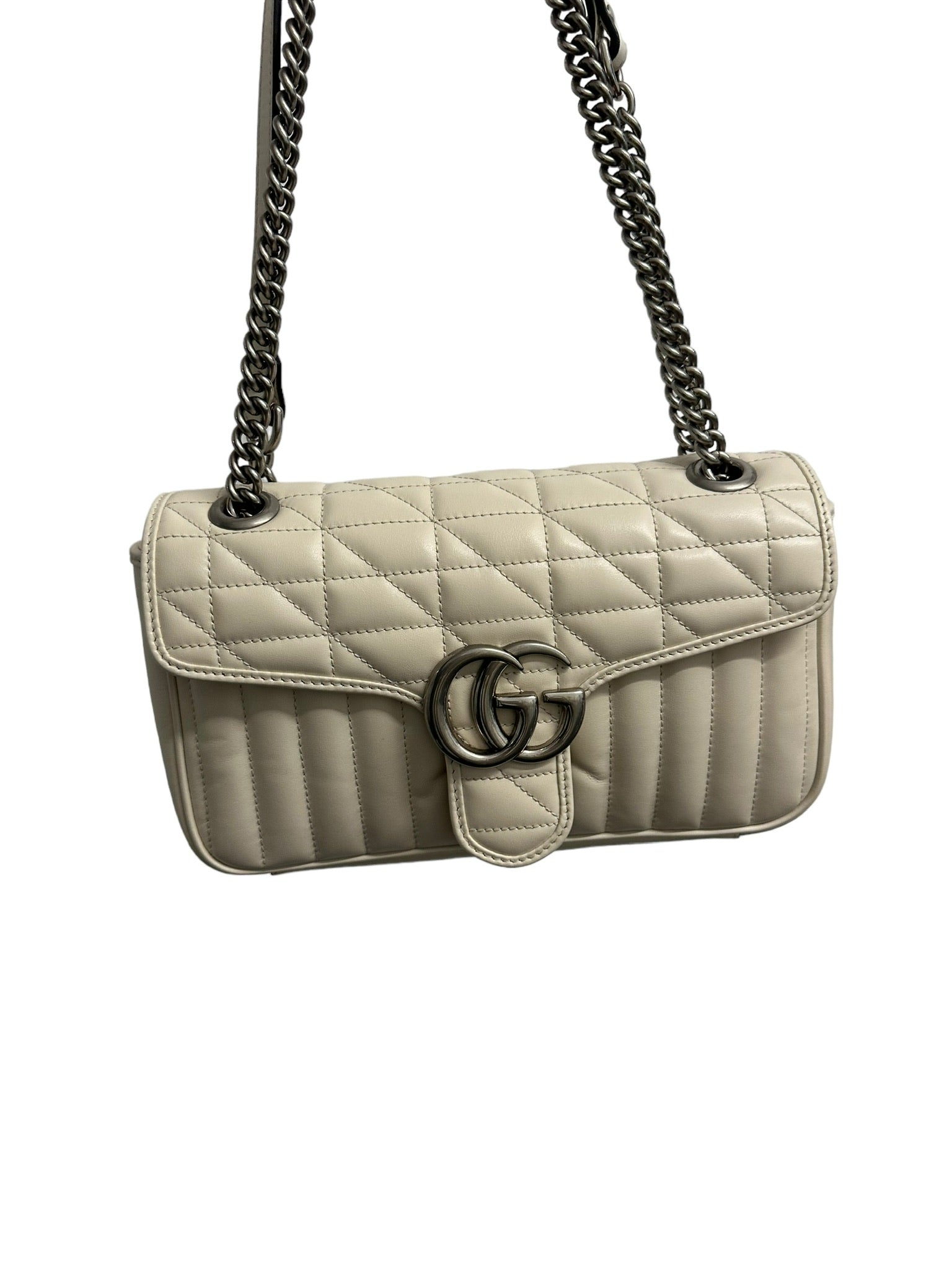 GUCCI - Bolso de mano GG Marmont blanco Matelasse