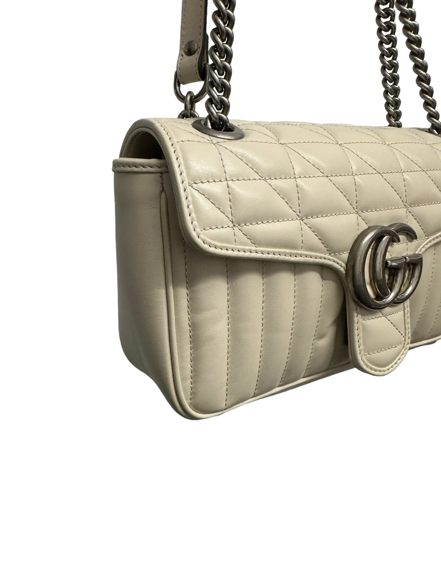 GUCCI - Bolso de mano GG Marmont blanco Matelasse