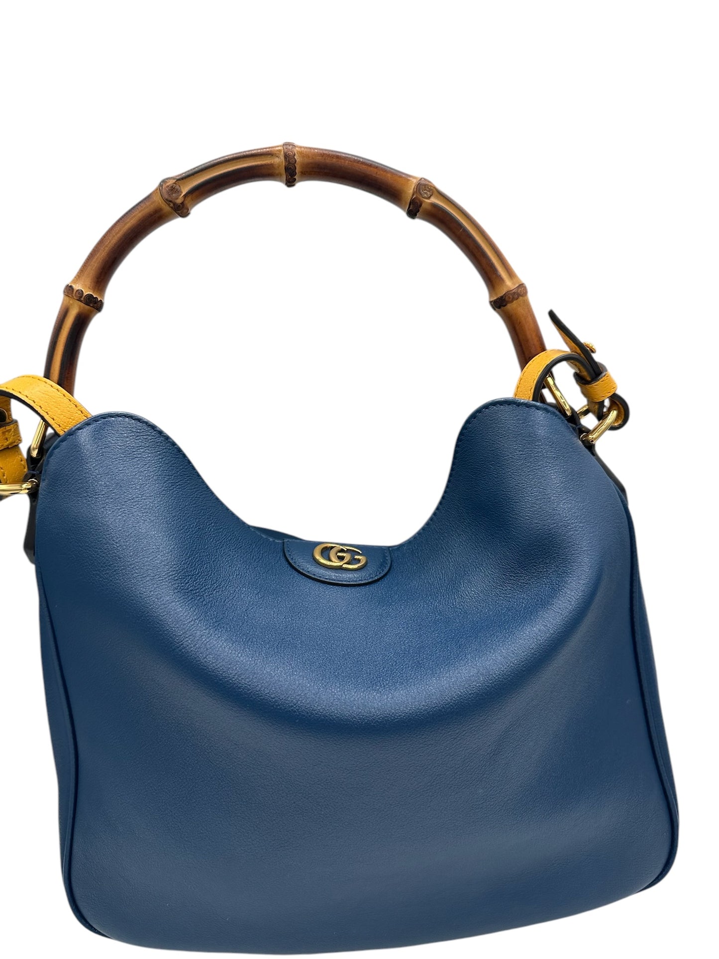 PRE-OWNED GG Bamboo Navy Blue Diana Tote