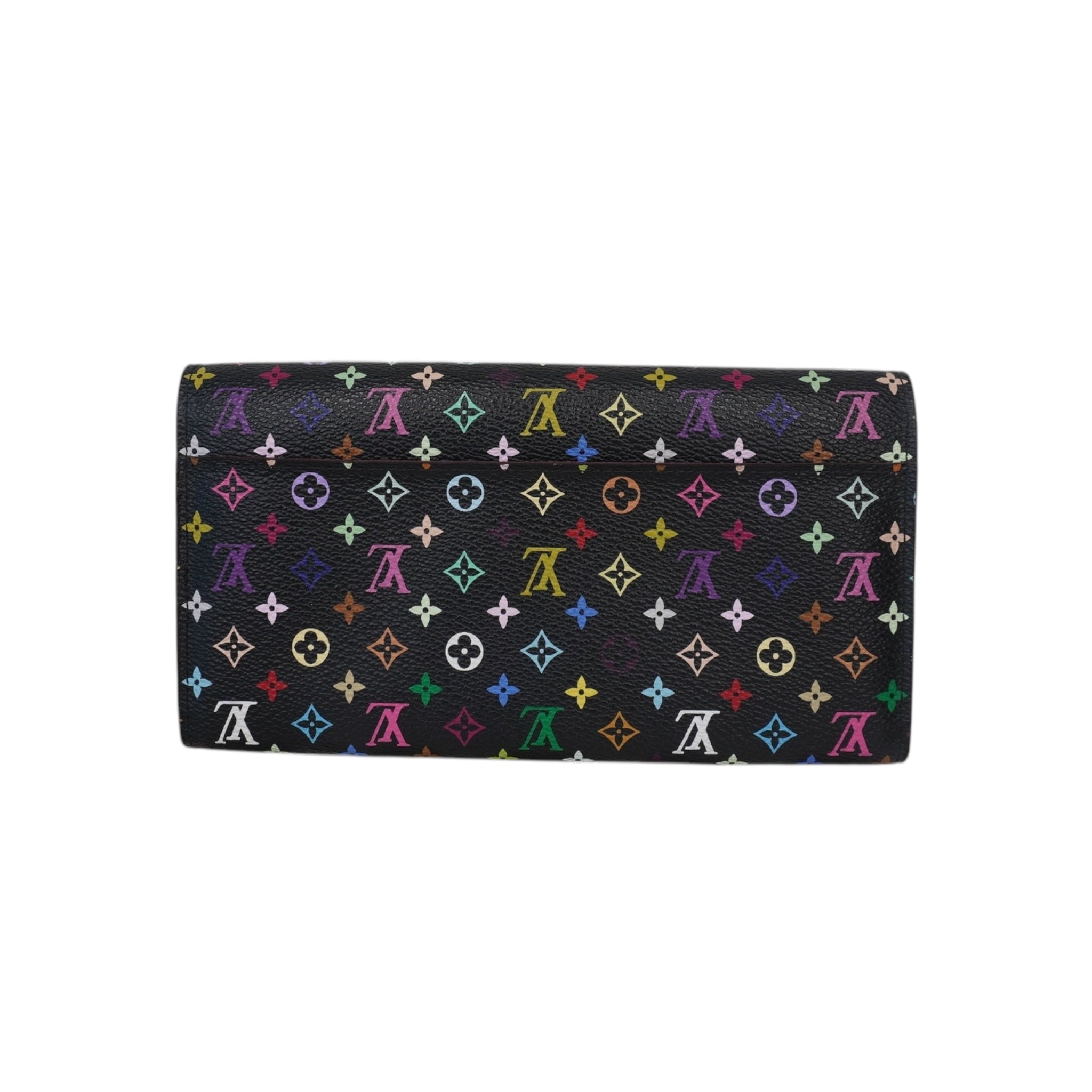 PRE-OWNED LV Murakami Sarah Black Multicolor Coated Canvas Wallet