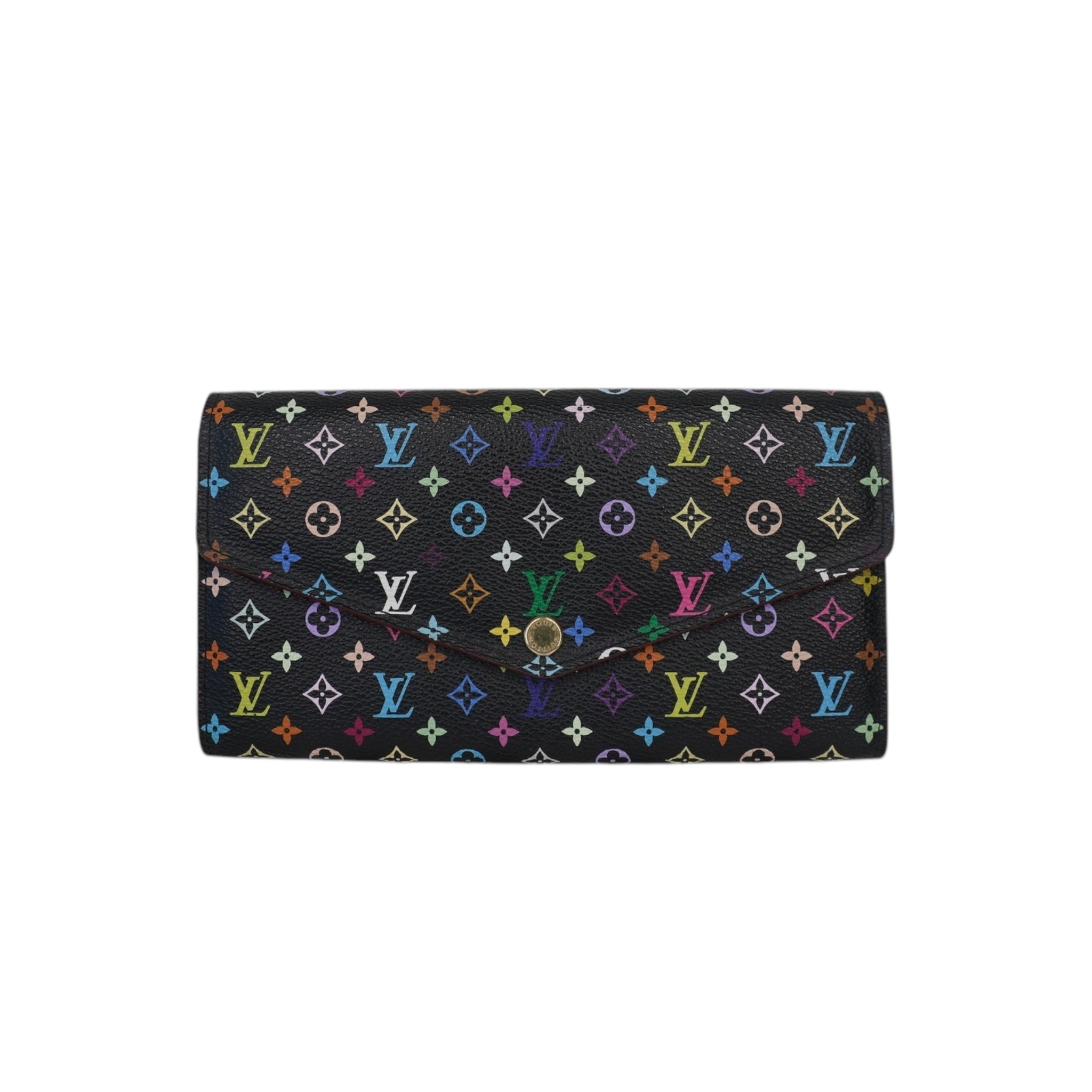 PRE-OWNED LV Murakami Sarah Black Multicolor Coated Canvas Wallet
