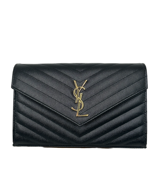 SAINT LAURENT - Black Wallet on Chain