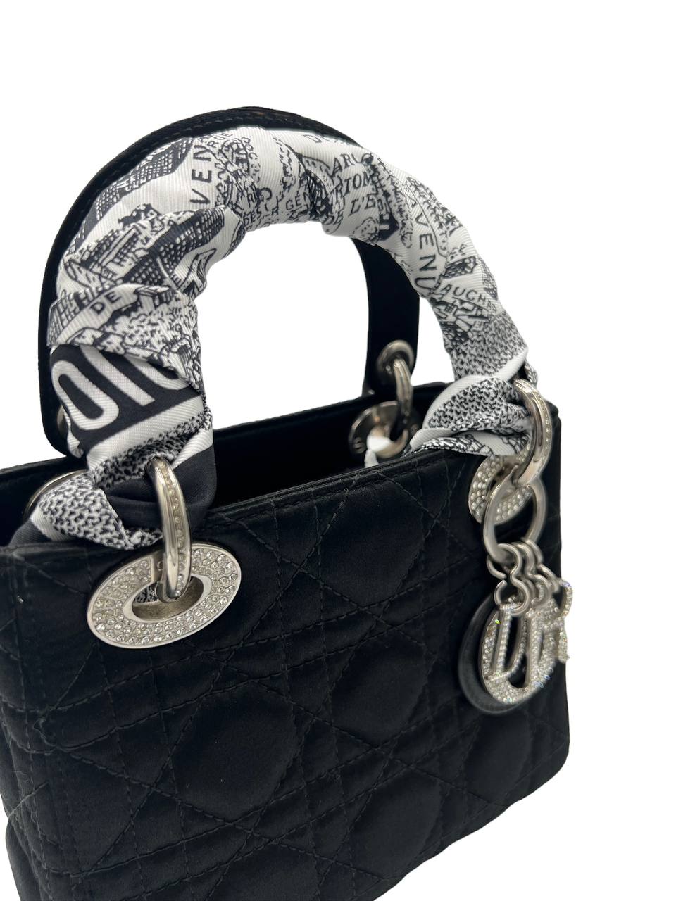 DIOR - Bolso Lady Dior Mini de satén negro