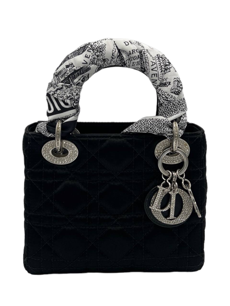 DIOR - Bolso Lady Dior Mini de satén negro