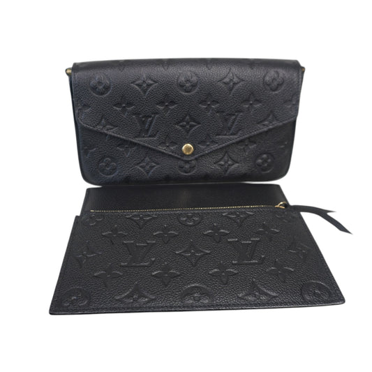 PRE-OWNED LV Black Monogram Empreinte Felicie Pochette Crossbody Bag