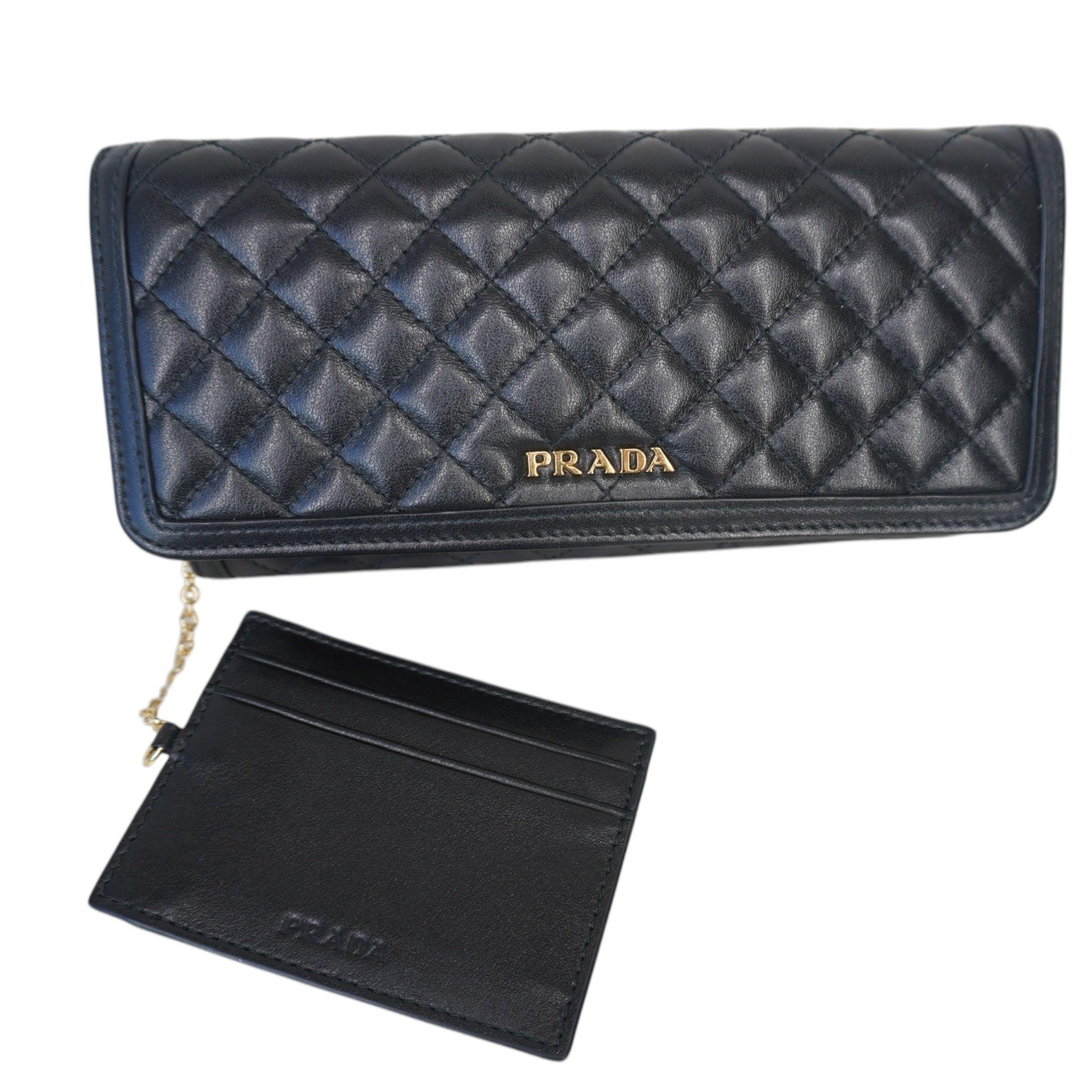Cartera continental con solapa acolchada BlackTessuto de segunda mano