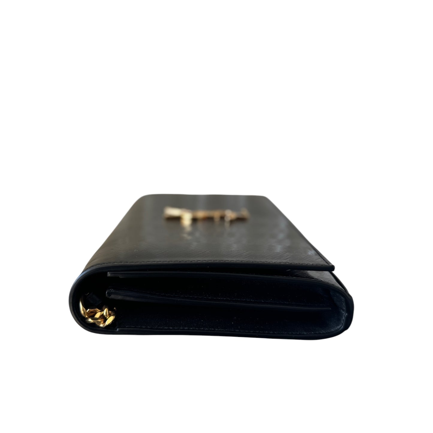 PRE-OWNED Black Shiny Leather Wallet on a Chain