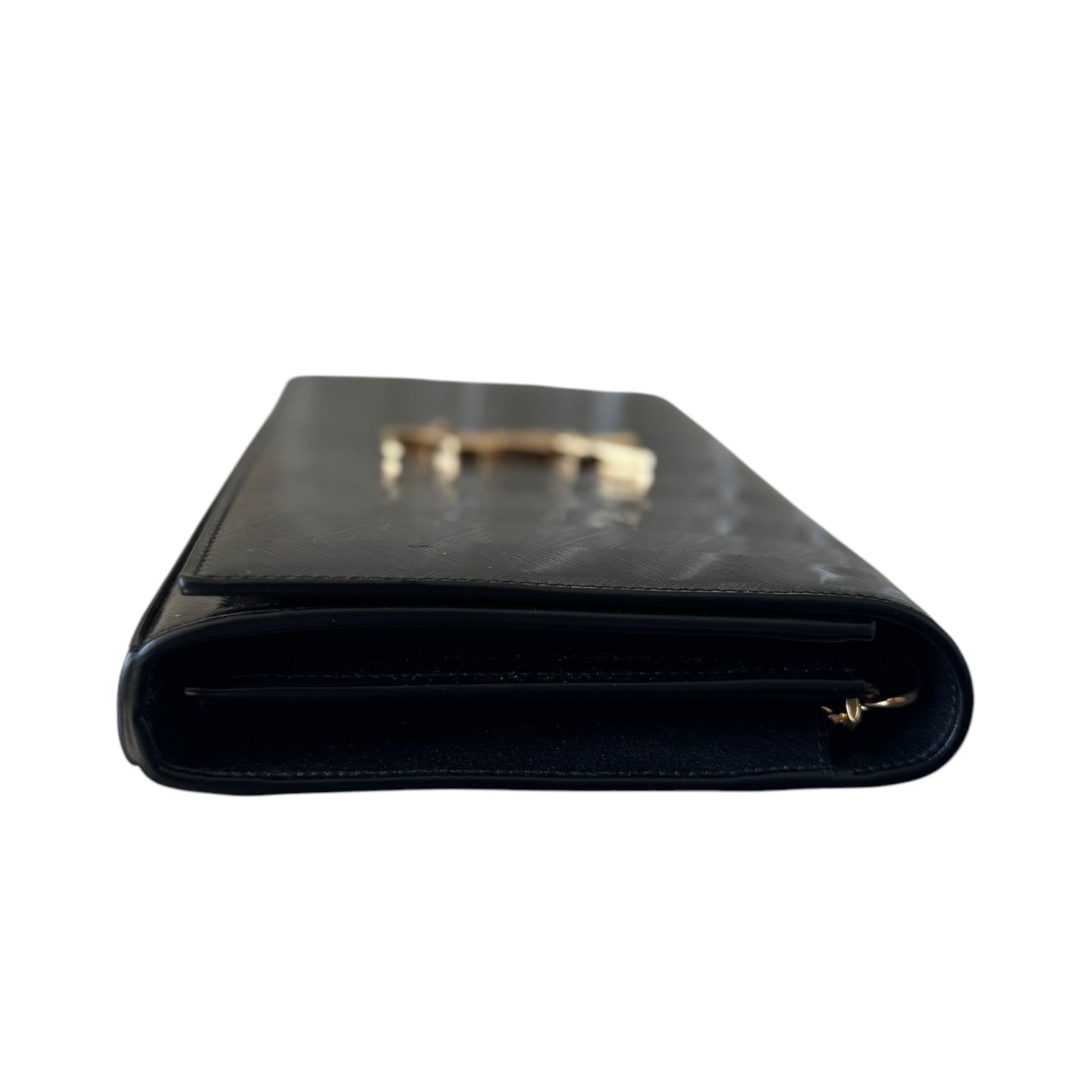 PRE-OWNED Black Shiny Leather Wallet on a Chain