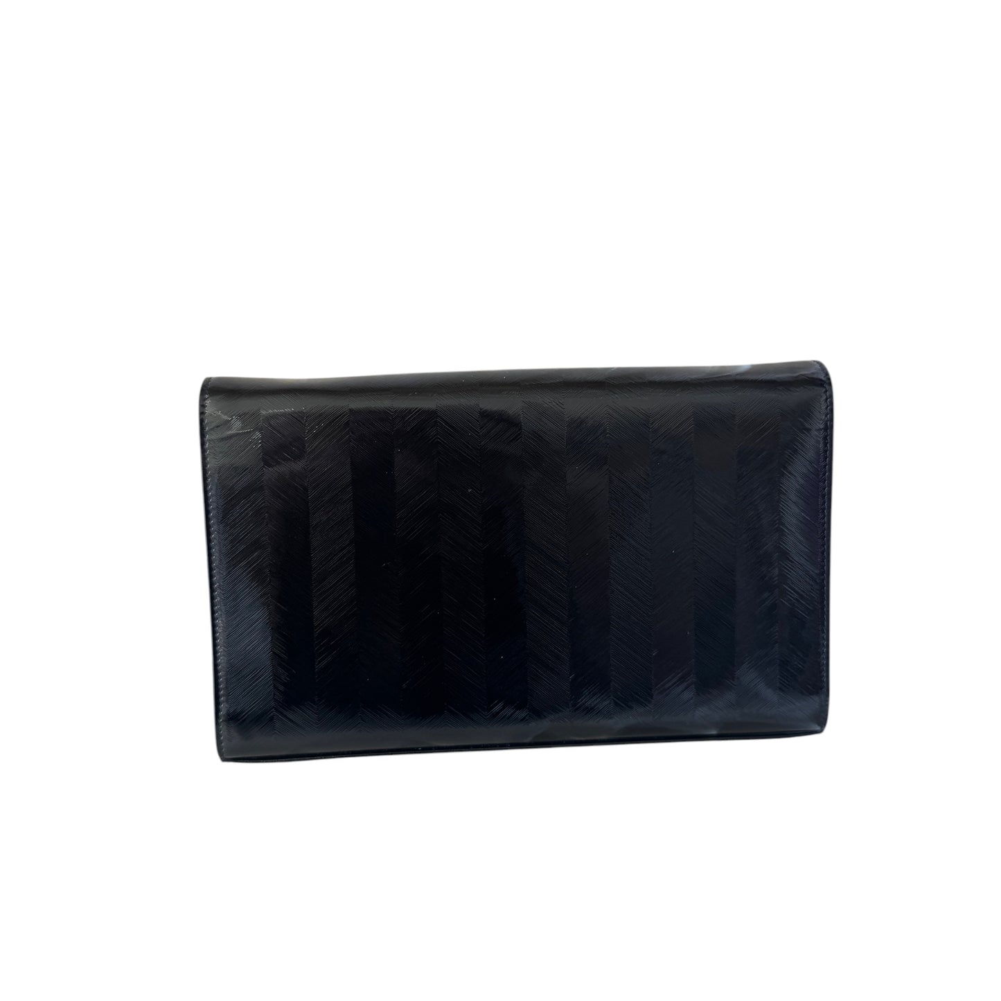 PRE-OWNED Black Shiny Leather Wallet on a Chain