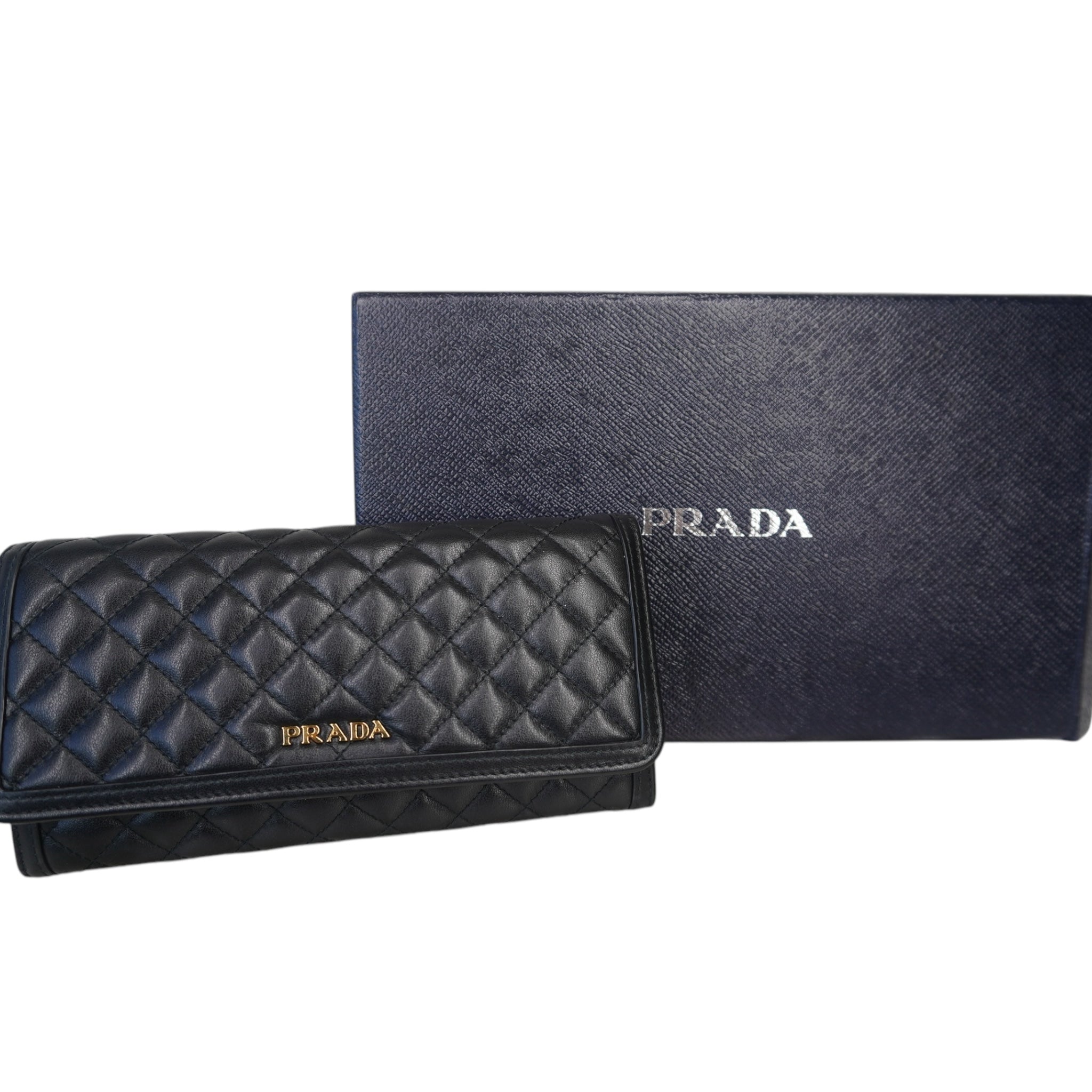 Cartera continental con solapa acolchada BlackTessuto de segunda mano