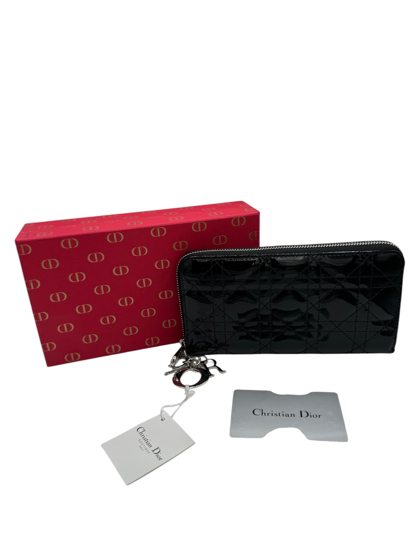 PRE-OWNED Lady Dior Black Vernis Wallet