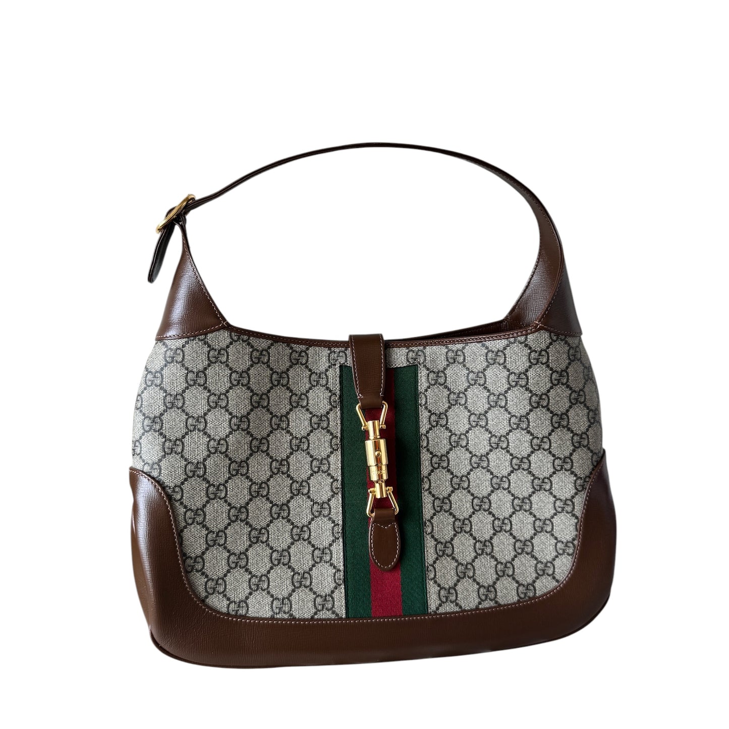 PRE-OWNED GG Coated Canvas Jackie 1961 Hobo Medium Crossbody Bag