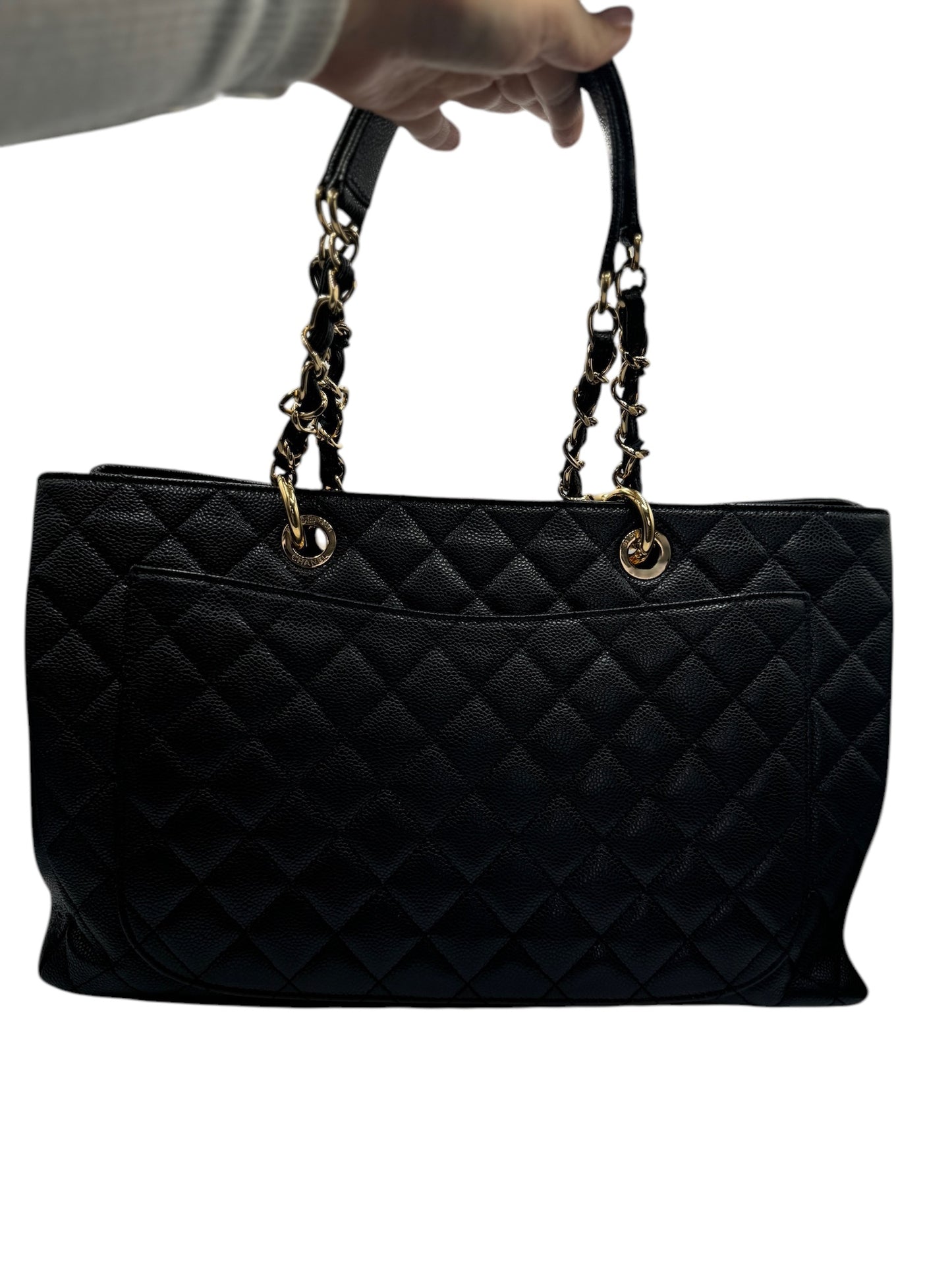 PRE-OWNED CC GST XL Black Caviar Tote Bag