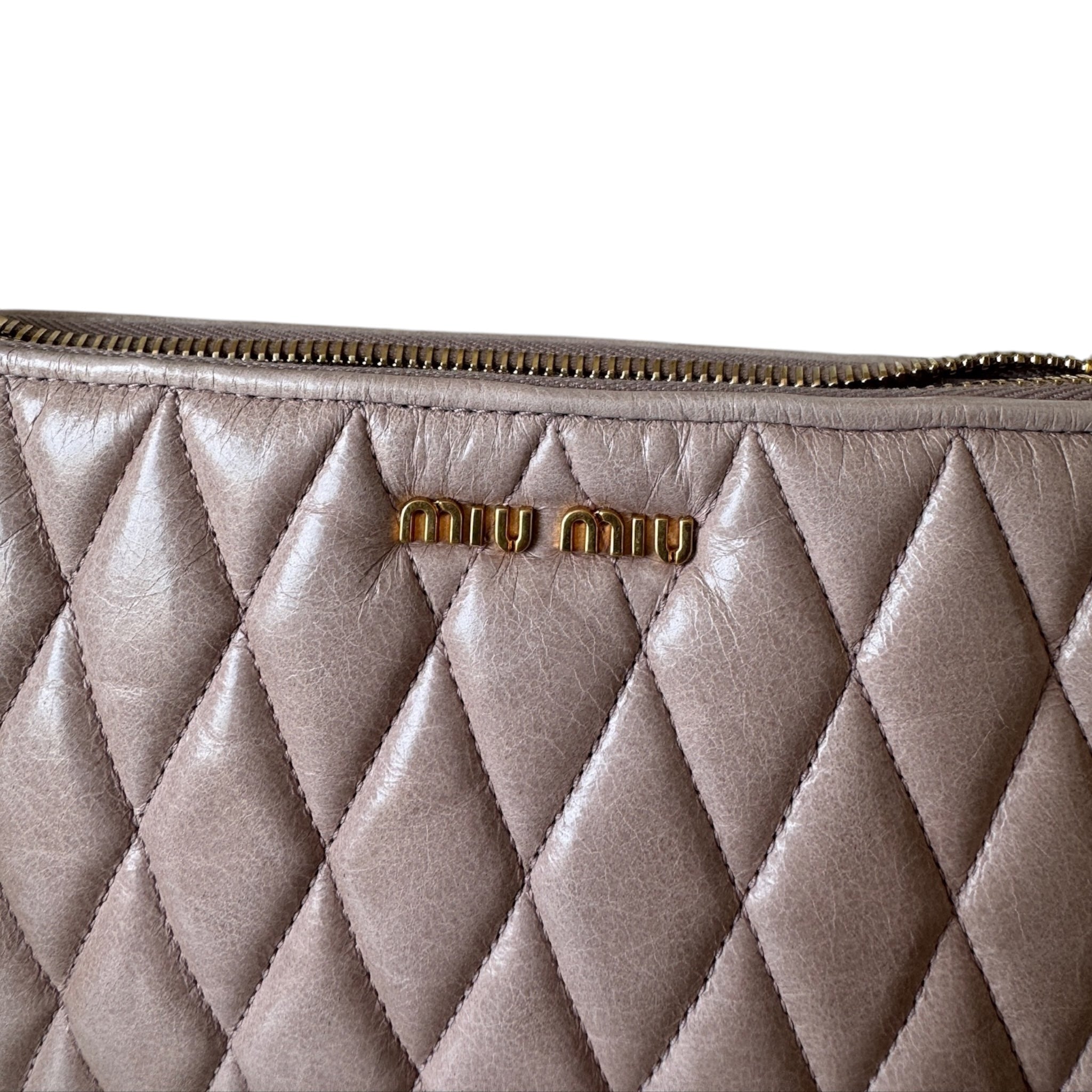 PRE-OWNED Pink Vitello Shine Trapu Zip Crossbody Bag